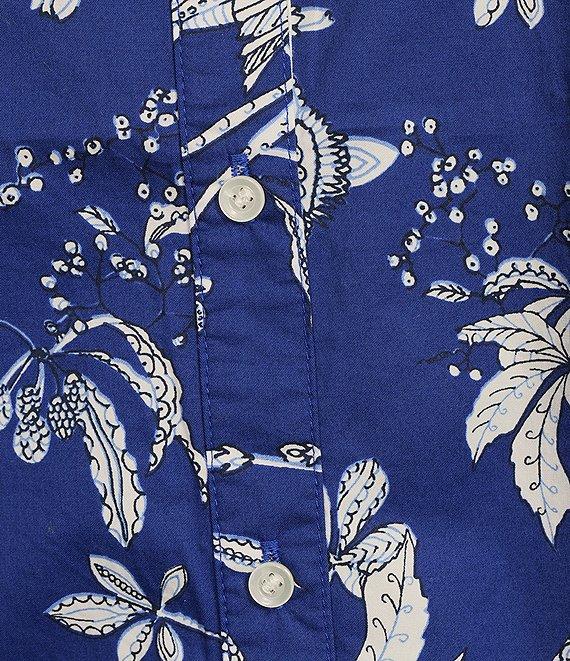 J.McLaughlin Lois Sateen Floral Print Collar Neck Long Sleeve Button Front Shirt Product Image