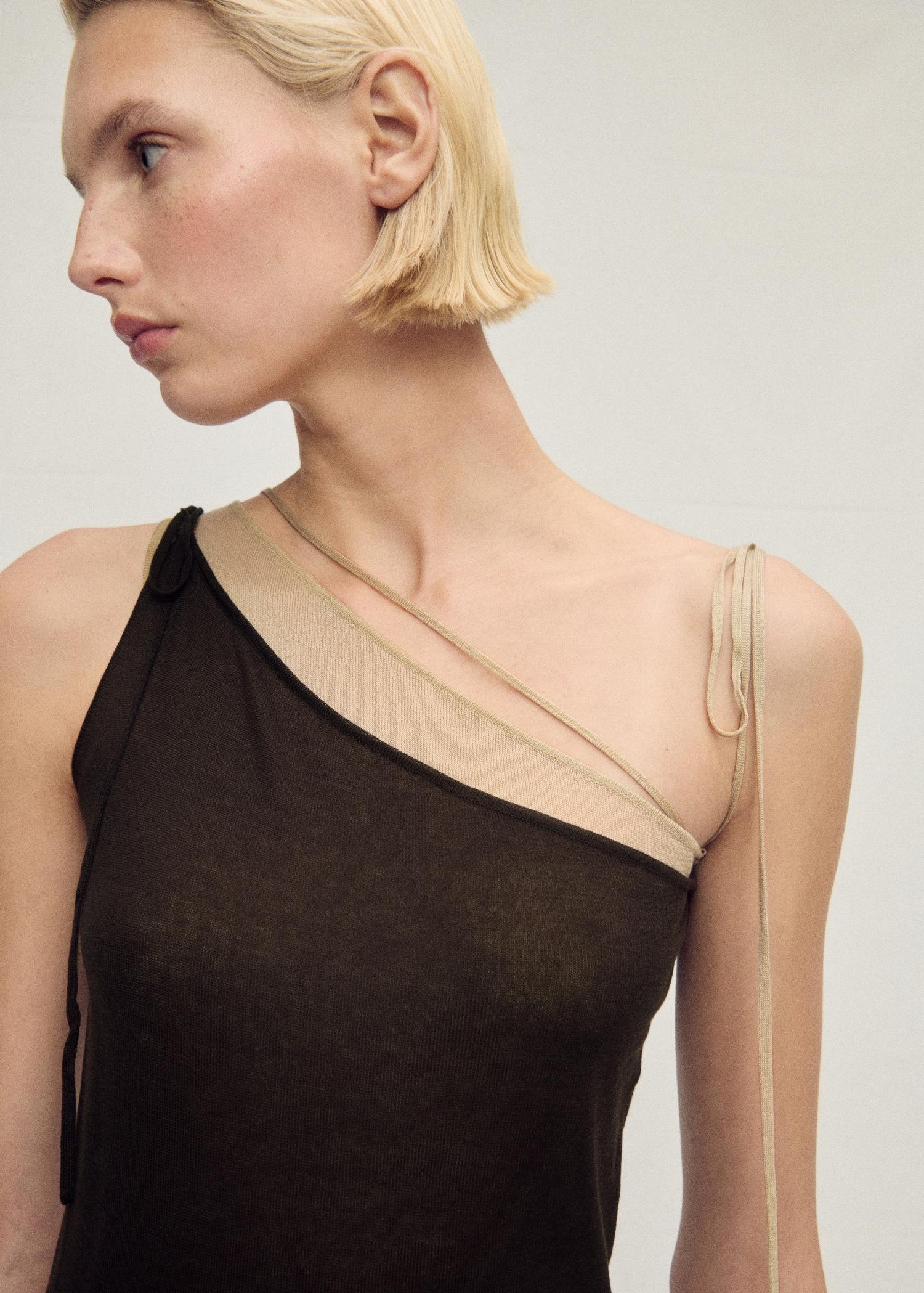 Combined lyocell knitted dress - Women | MANGO USA Product Image