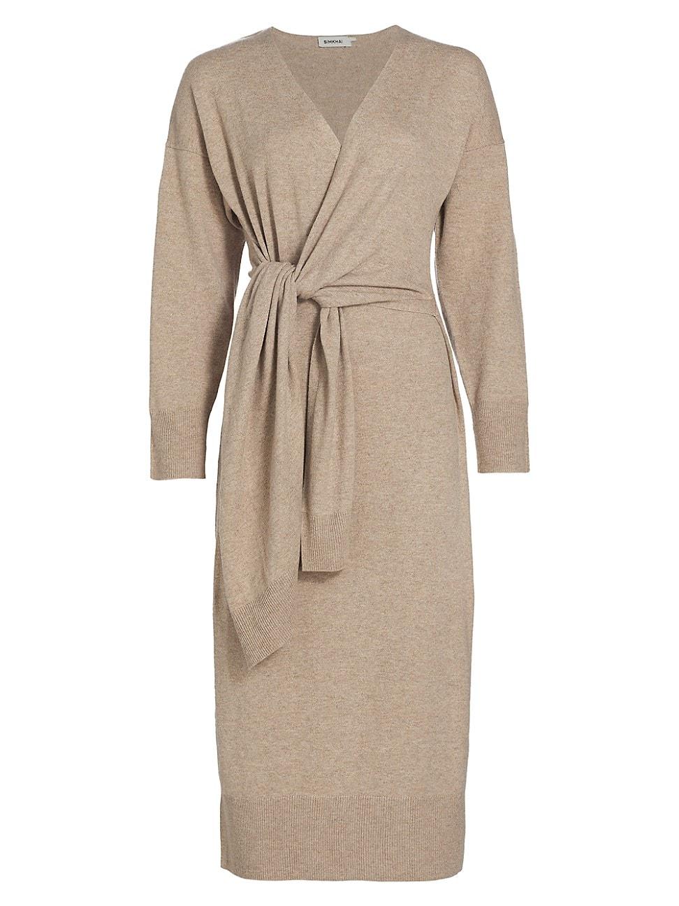 Womens Skyla Knit Wrap Midi-Dress Product Image