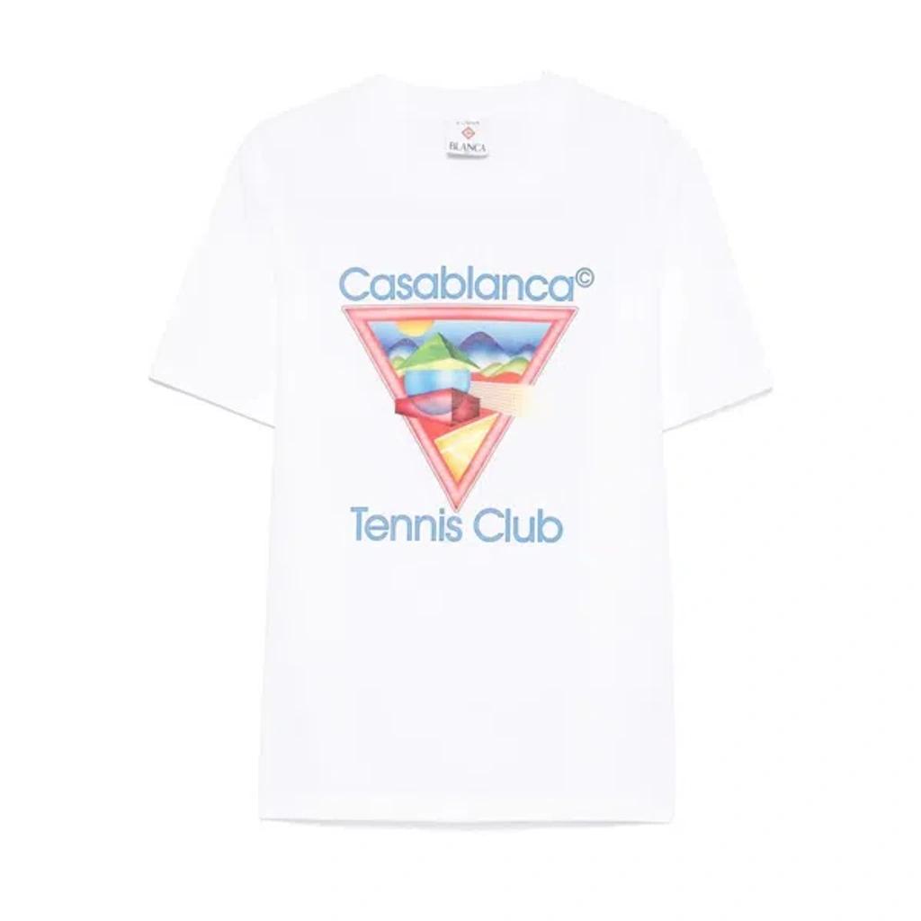 CASABLANCA Cotton Crew Neck T-shirt With Graphic Print In White Product Image