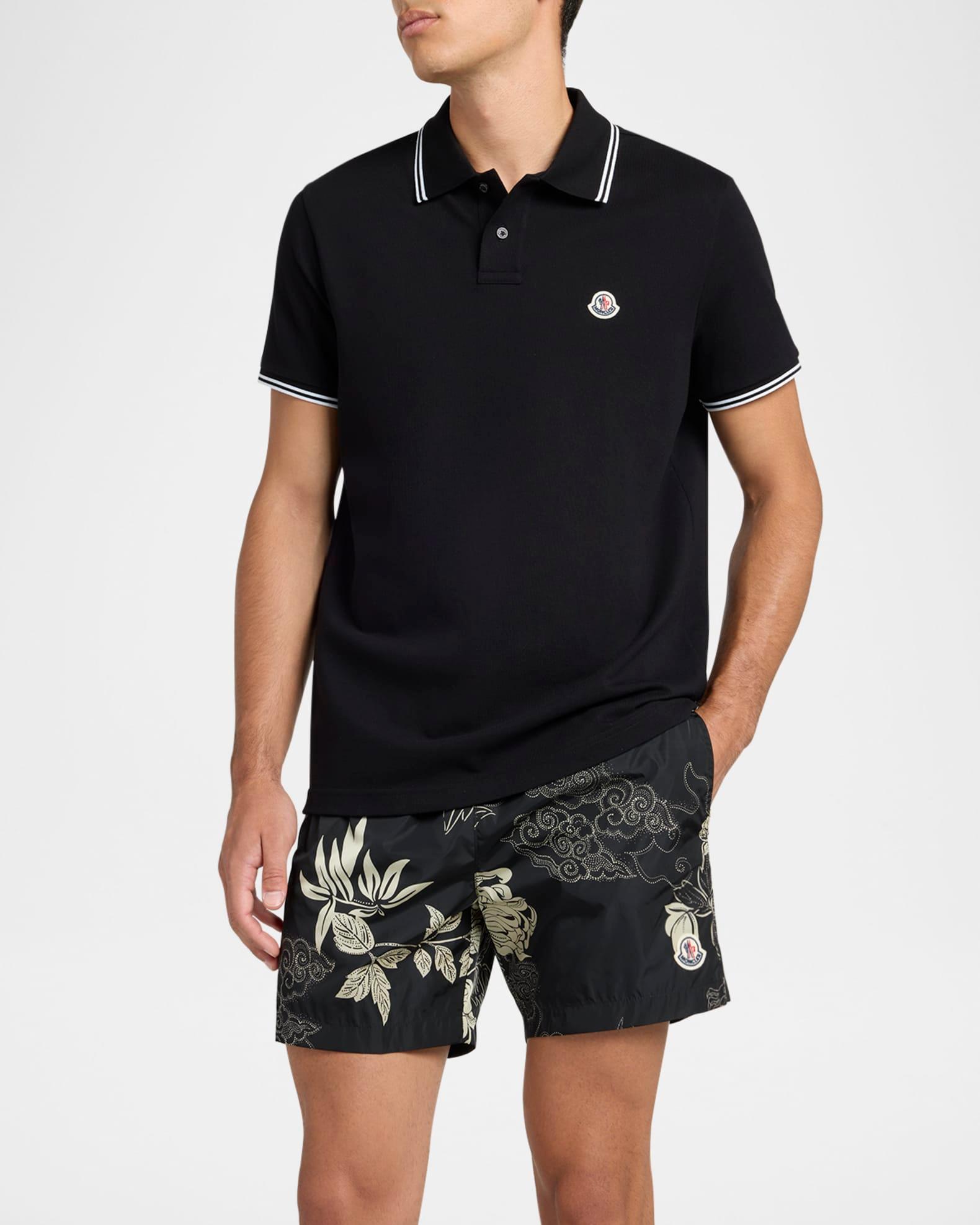 Men's Pique Polo Shirt with Stripe Collar Product Image