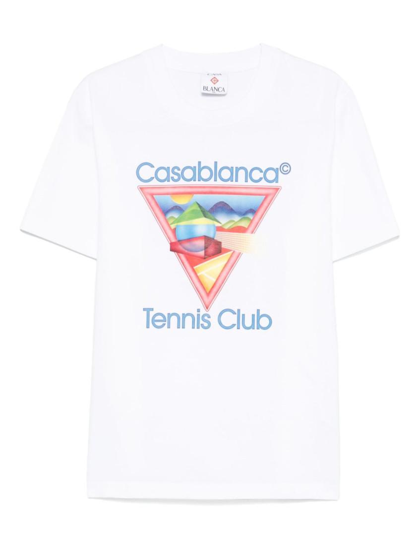 CASABLANCA Cotton Crew Neck T-shirt With Graphic Print In White Product Image