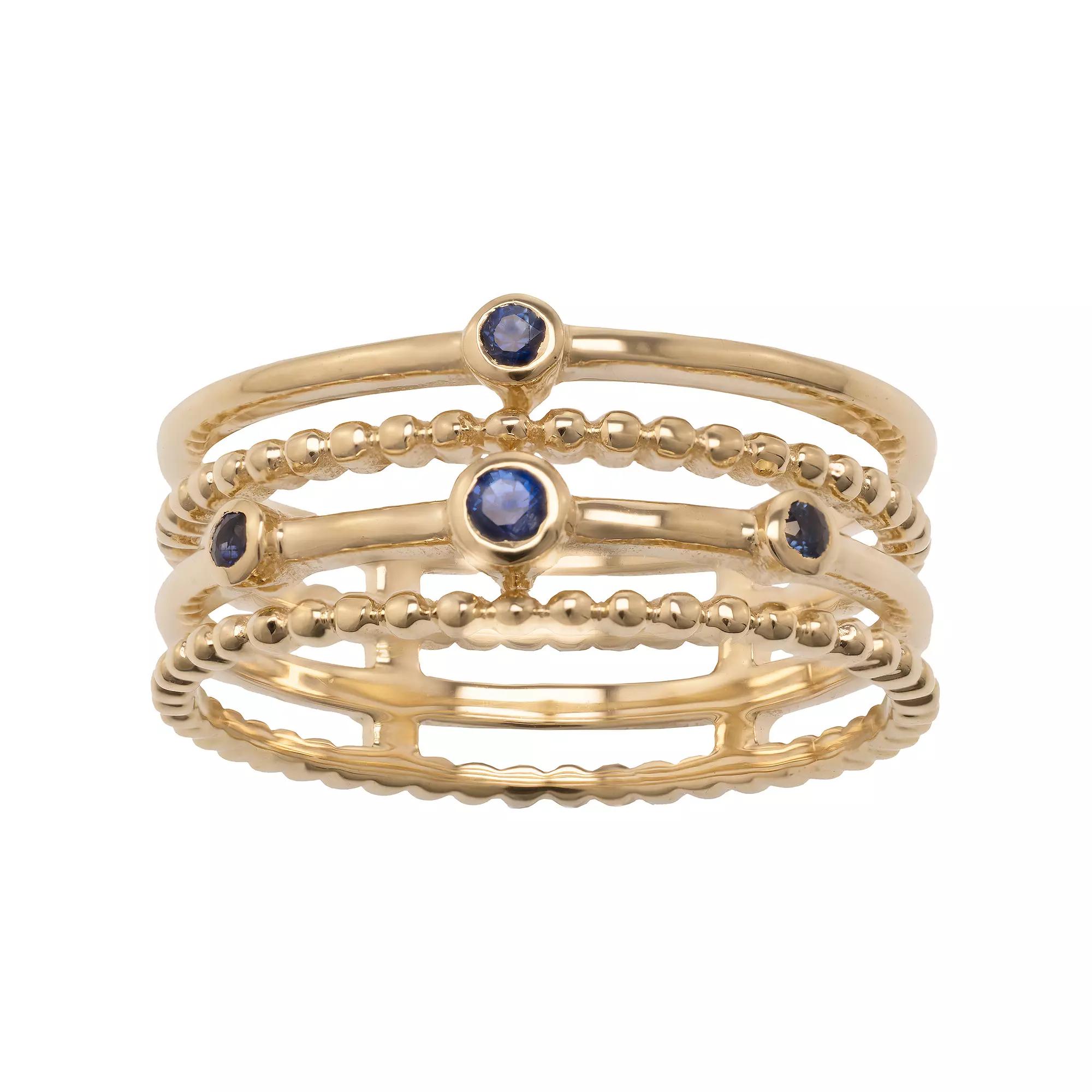 Gemistry 14k Gold Blue Sapphire Stack Ring, Women's, Size: 9 Product Image