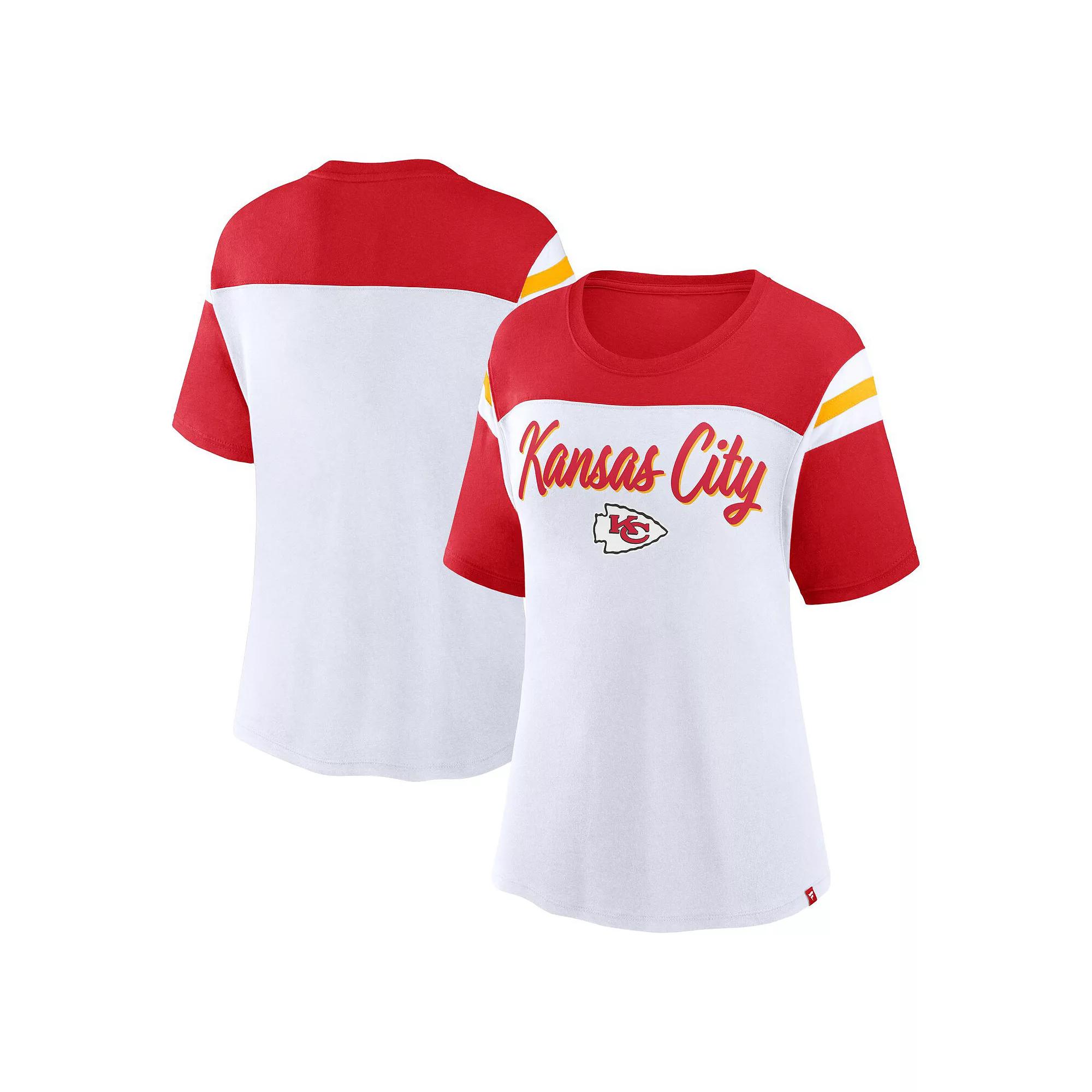 Women's Fanatics White/Red Kansas City Chiefs Cheer Chant Fashion T-Shirt, Size: XS Product Image