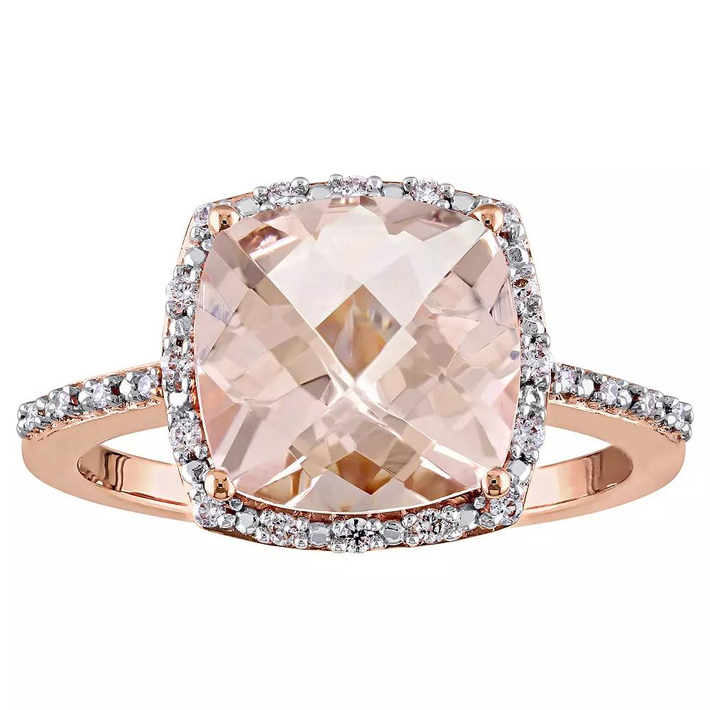 Stella Grace 14k Rose Gold Morganite & 1/10 Carat T.W. Diamond Engagement Ring, Women's,  Product Image