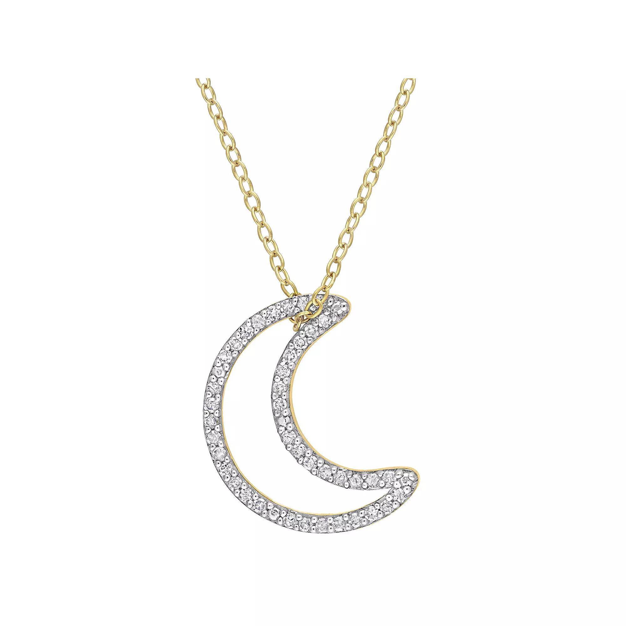 Stella Grace 18k Gold Over Sterling Silver 1/5 Carat T.W. Diamond Moon Pendant Necklace, Women's, Size: 18", 18k Gold Plated Product Image