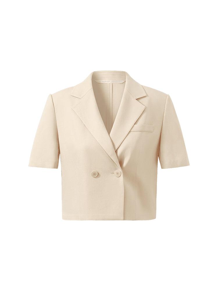 Acetate Short Sleeves Women Crop Blazer Product Image