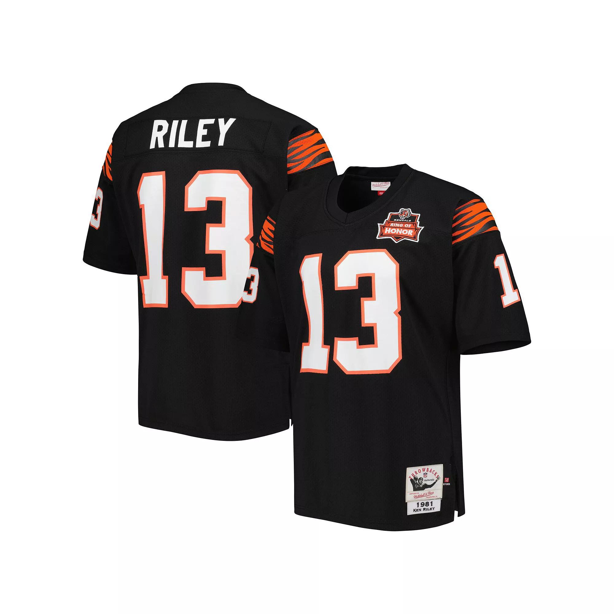 Men's Mitchell & Ness Ken Riley Black Cincinnati Bengals 1981 Authentic Throwback Retired Player Jersey,  Product Image