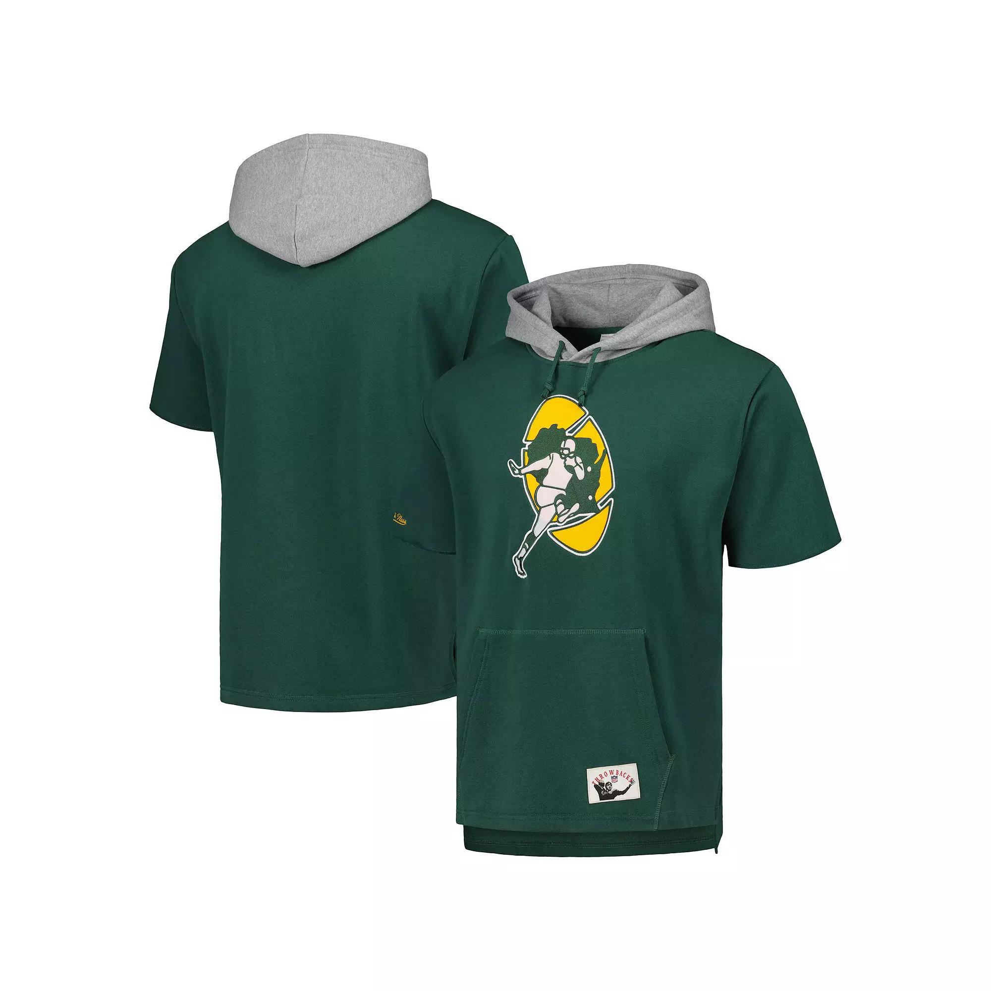 Men's Mitchell & Ness Green Green Bay Packers Postgame Short Sleeve Hoodie,  Product Image