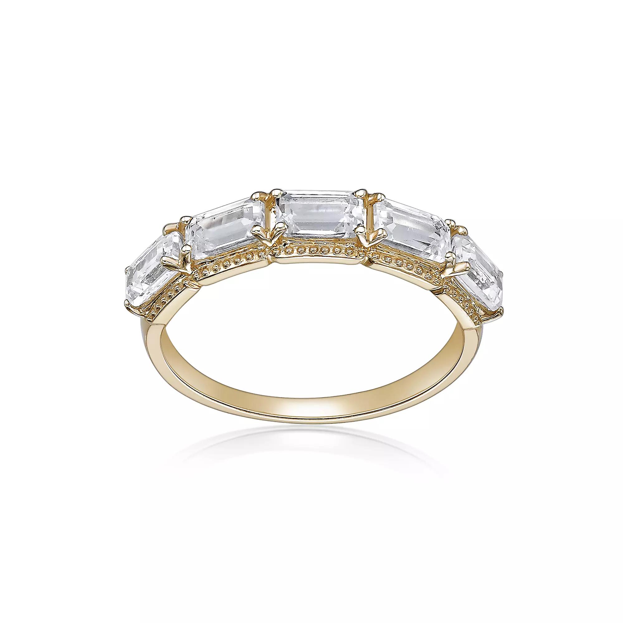 Gemminded 2 Micron Gold Over Silver Lab-Created Opal & Lab-Created White Sapphire Ring, Women's, Size: 7, Gold Tone Product Image