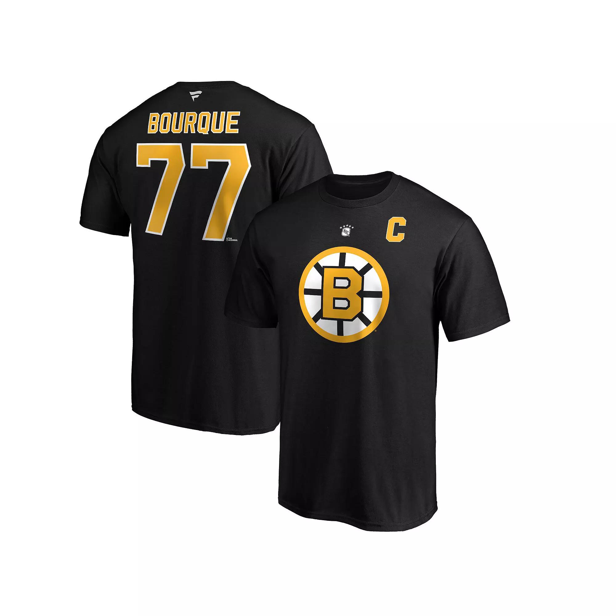 Men's Fanatics Branded Ray Bourque Black Boston Bruins Authentic Stack Retired Player Name & Number T-Shirt, Size: Small Product Image