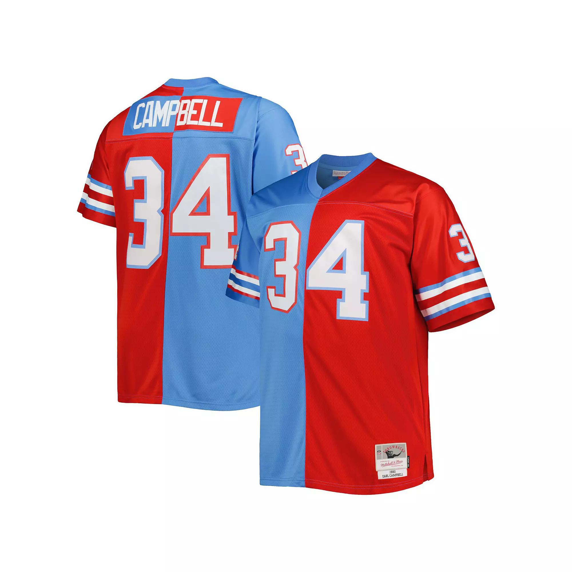 Men's Mitchell & Ness Earl Campbell Light Blue/Red Houston Oilers Big & Tall Gridiron Classics Split Legacy Retired Player Replica Jersey, Size: 3XLT, Nfl Light Product Image