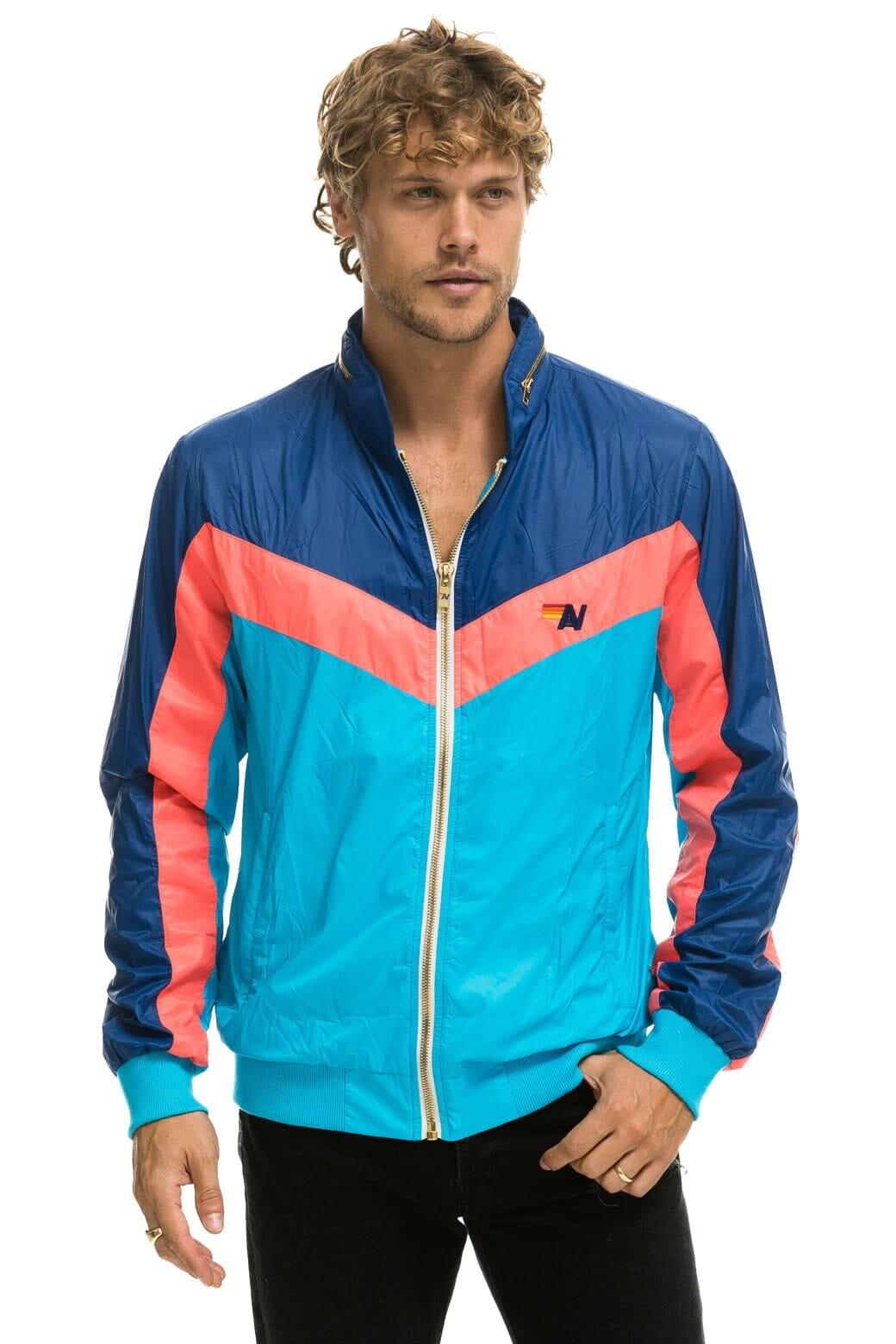 MEN'S WINDBREAKER JACKET- NEON BLUE Male Product Image