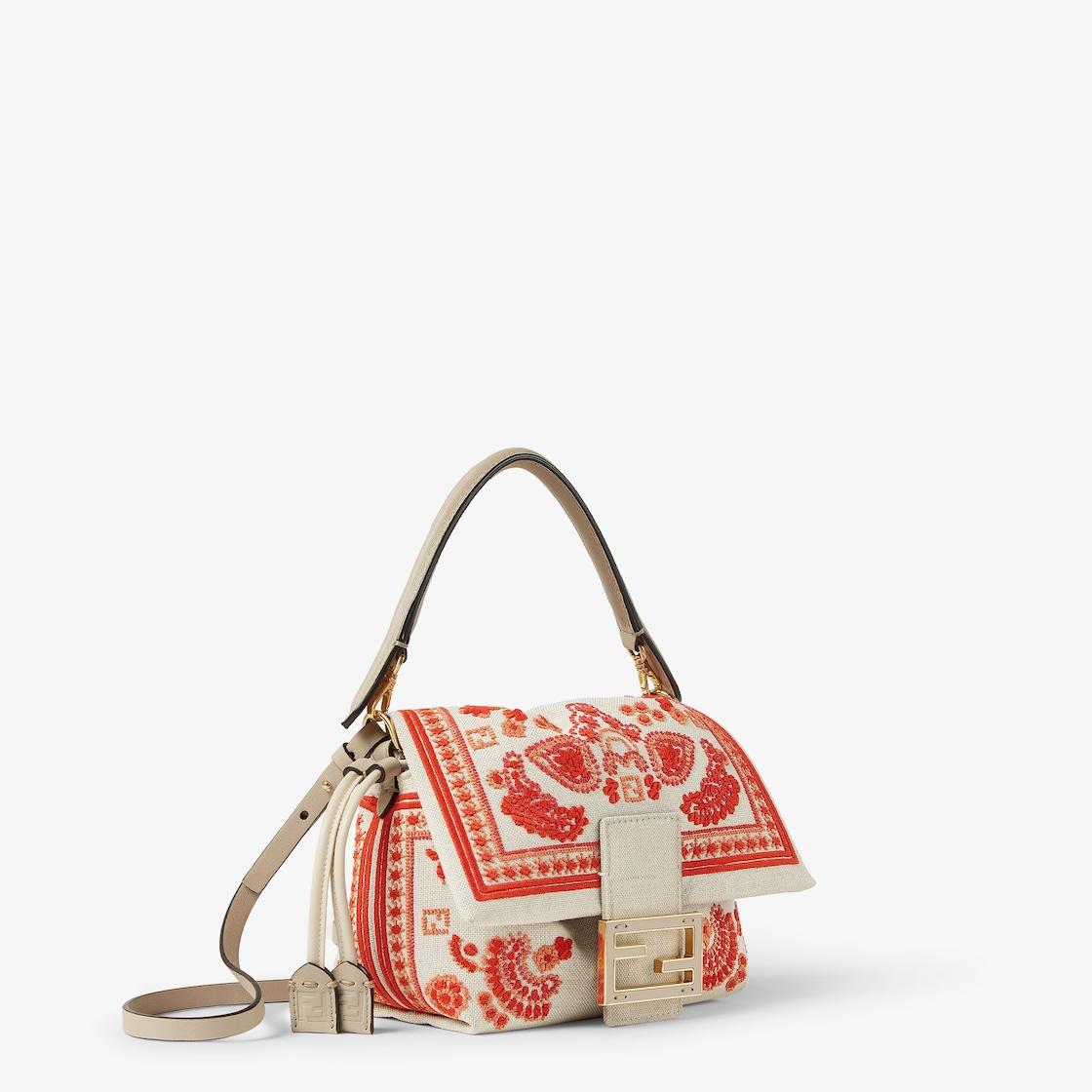 Mamma Baguette SmallCanvas mini-bag with Coral Bandana embroidery Product Image
