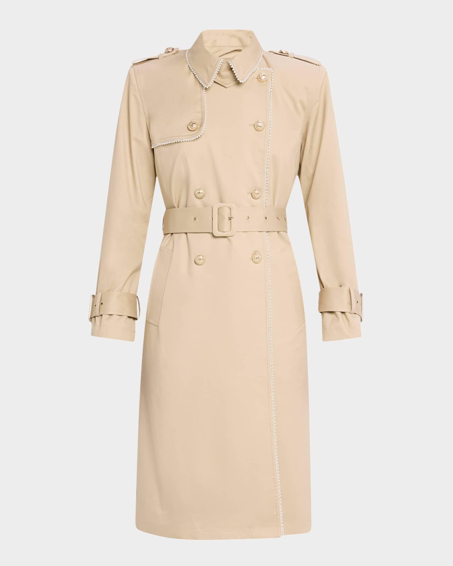 Vanna Pearl-Trim Trench Coat Product Image