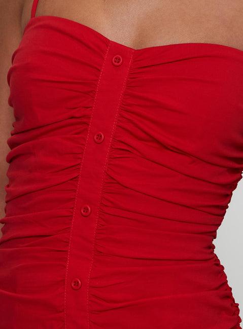 Besotted Ruched Mini Dress Red Product Image