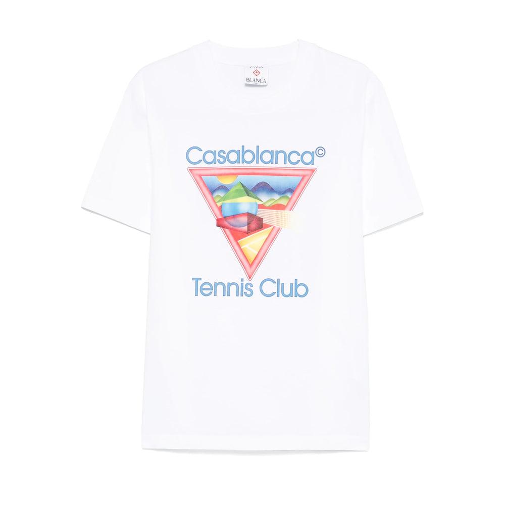 CASABLANCA Cotton Crew Neck T-shirt With Graphic Print In White Product Image