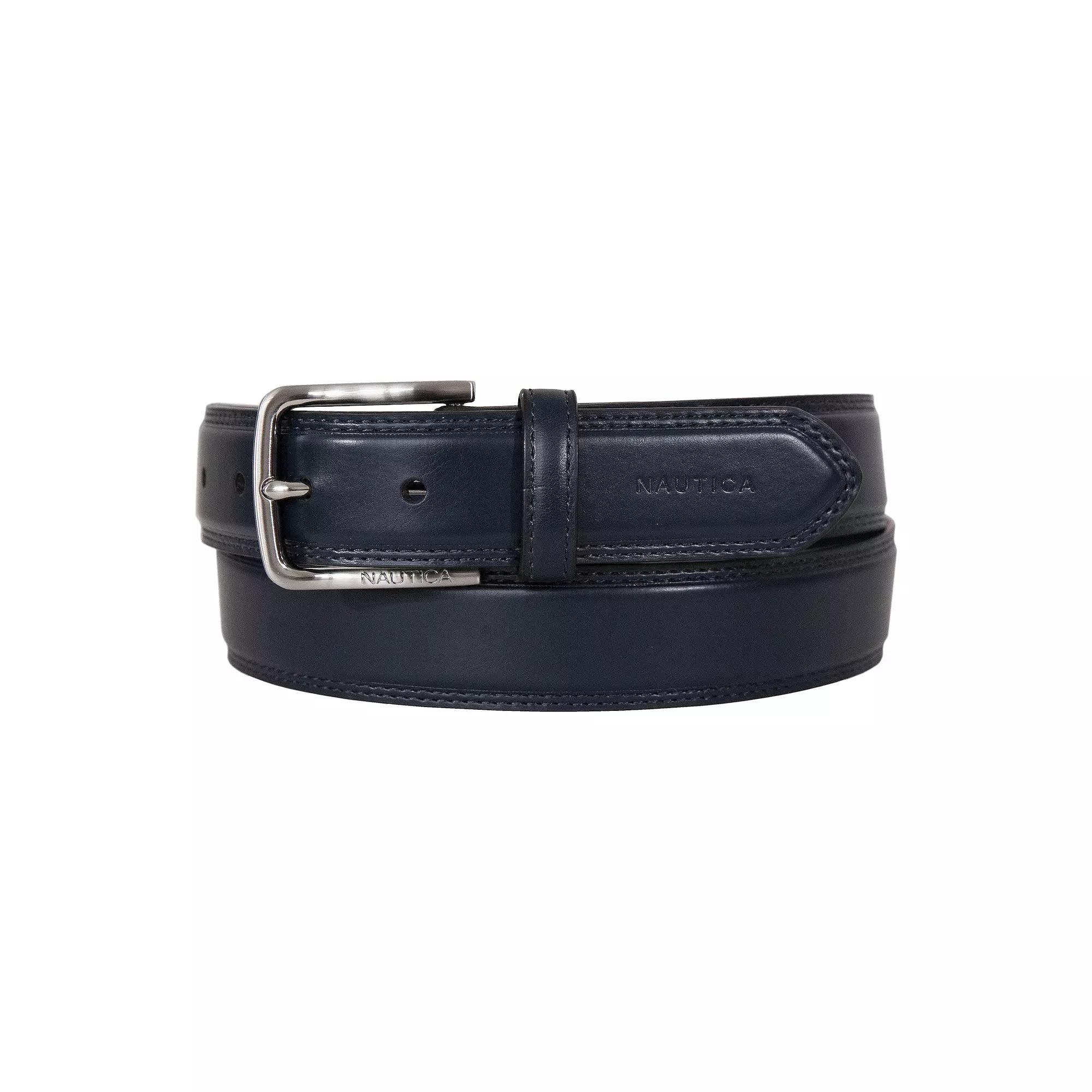 Men's Nautica Inlay Logo Signature Leather Belt,  Product Image