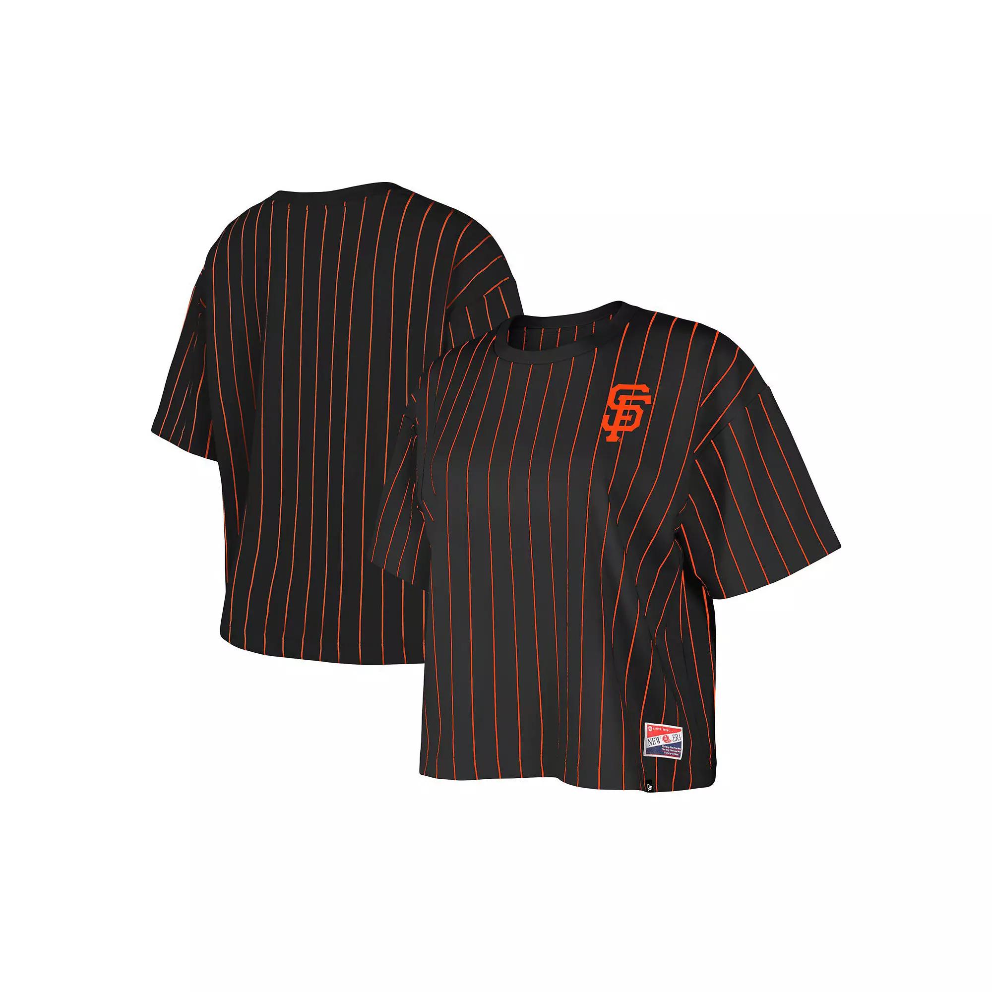 Women's New Era Black San Francisco Giants Boxy Pinstripe T-Shirt,  Product Image