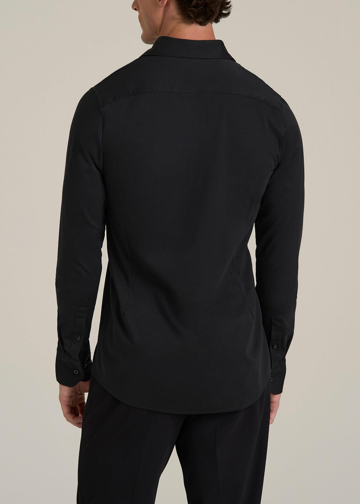 Stretch Jersey Dress Shirt for Tall Men in Black Male Product Image