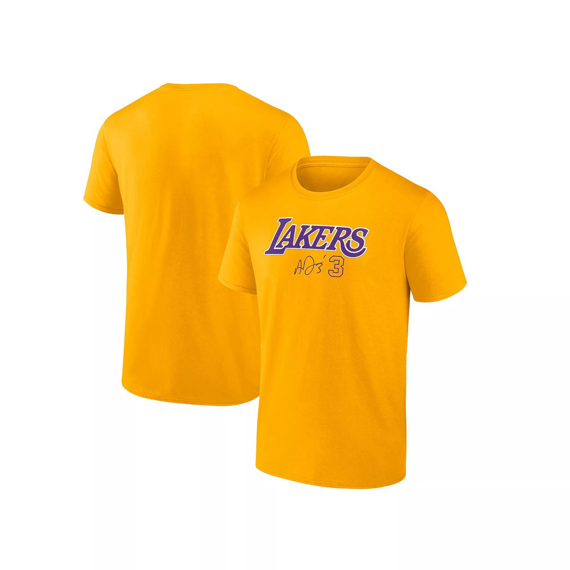 Men's Fanatics Branded Anthony Davis Gold Los Angeles Lakers Name & Number T-Shirt, Size: Small Product Image