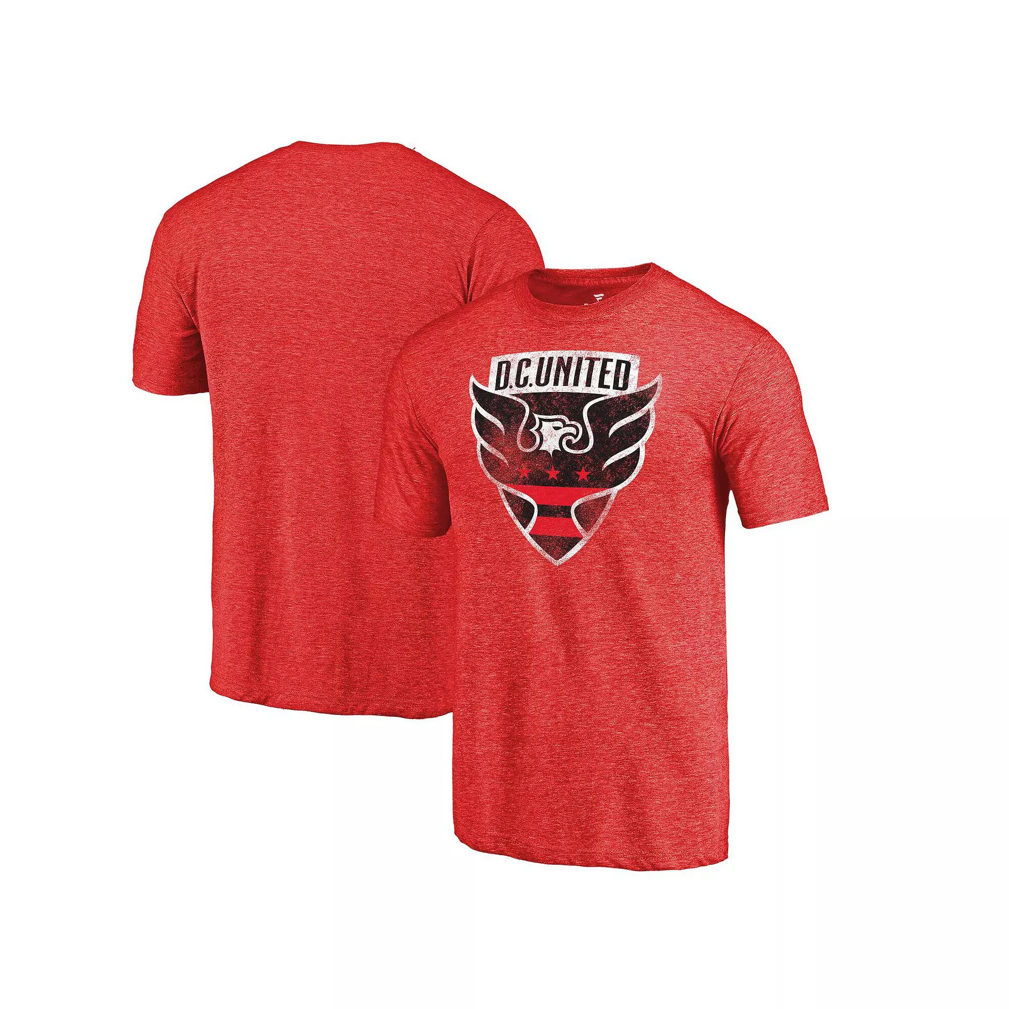 Men's Fanatics Branded Red D.C. United Primary Logo Distressed Tri-Blend T-Shirt,  Product Image