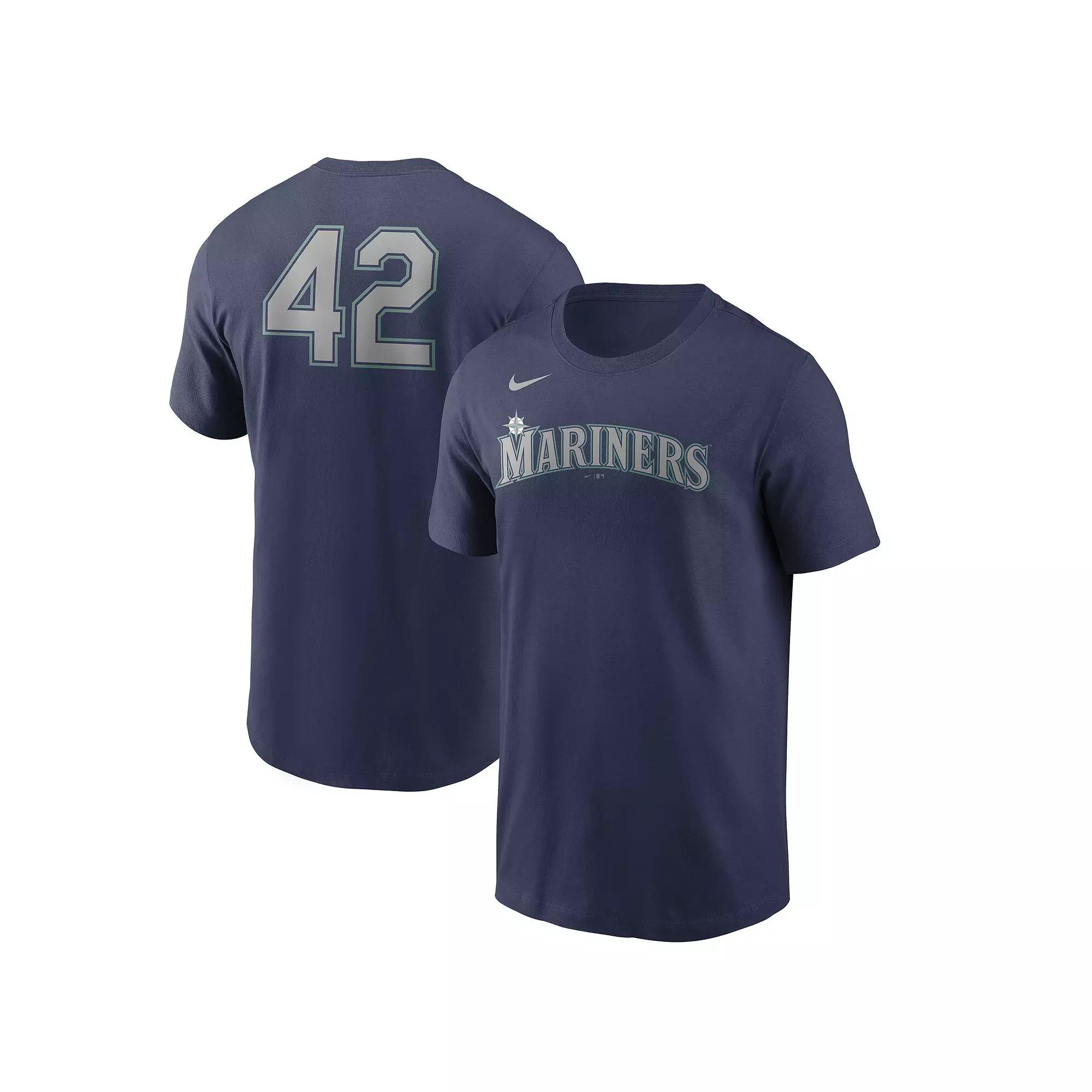 Men's Nike Navy Seattle Mariners Jackie Robinson Day Team 42 T-Shirt, Size: Large, Blue Product Image