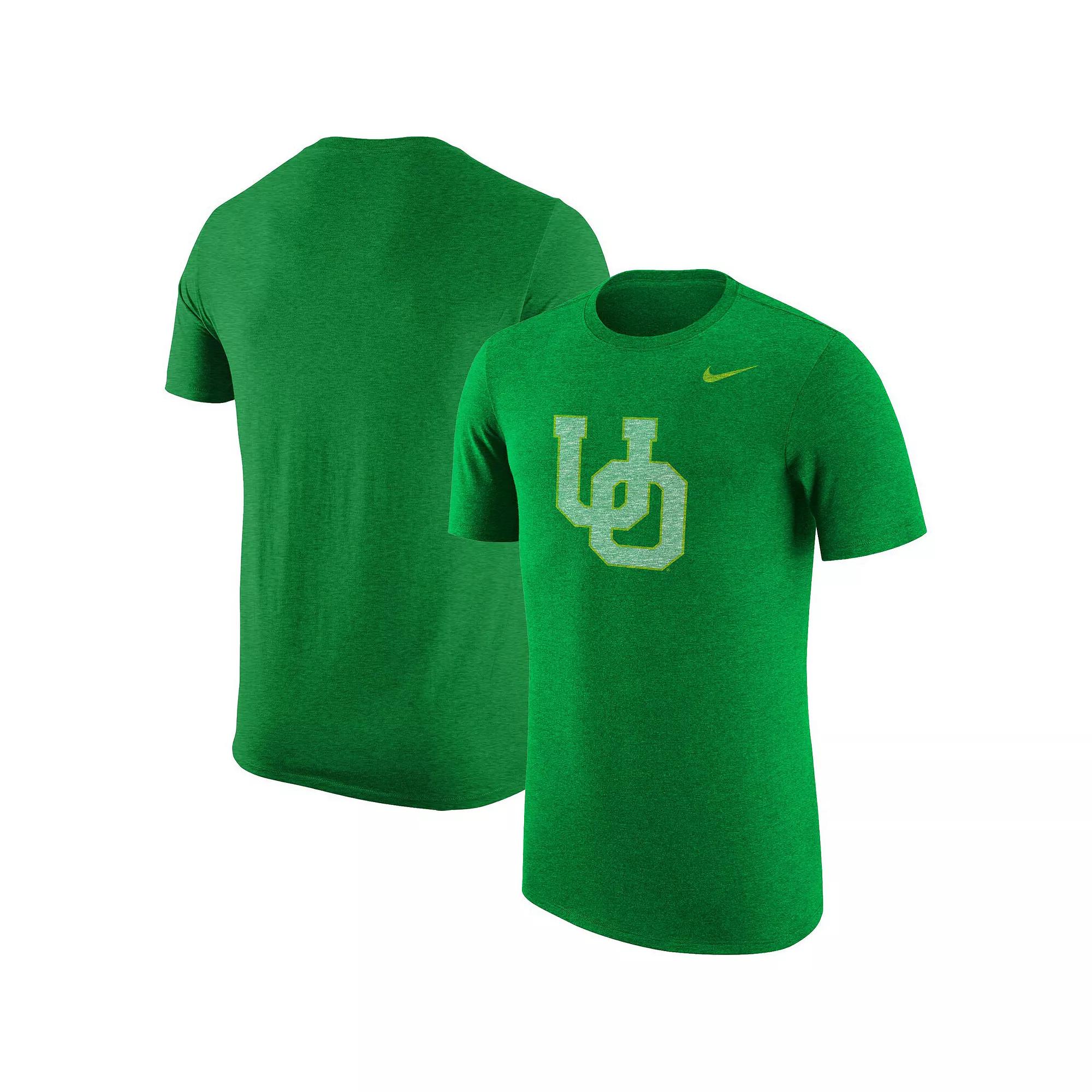 Men's Nike Heather Kelly Green Oregon Ducks Vintage Logo Tri-Blend T-Shirt, Size: 2XL Product Image