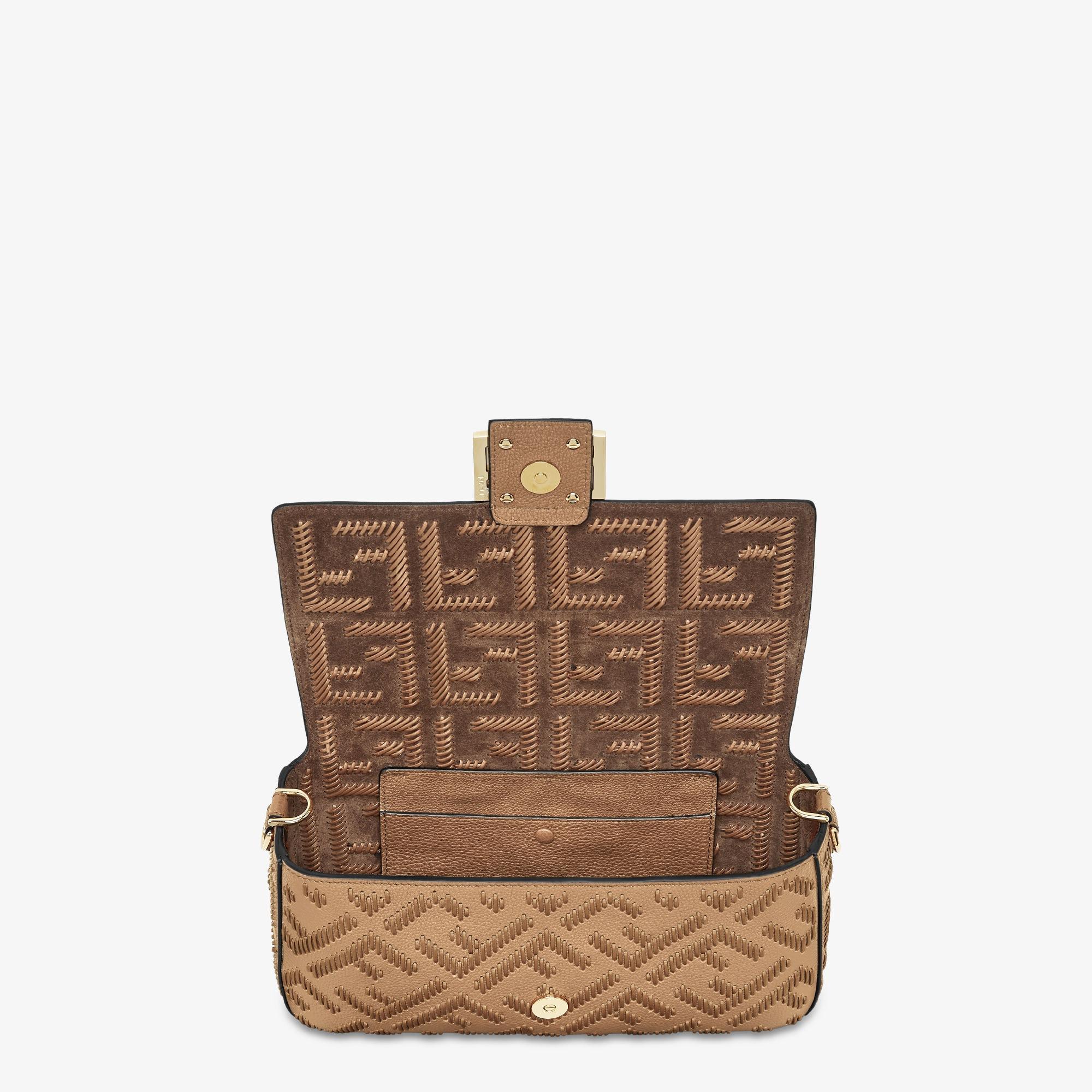 BaguetteCappuccino-colored leather bag with FF interlacing Product Image