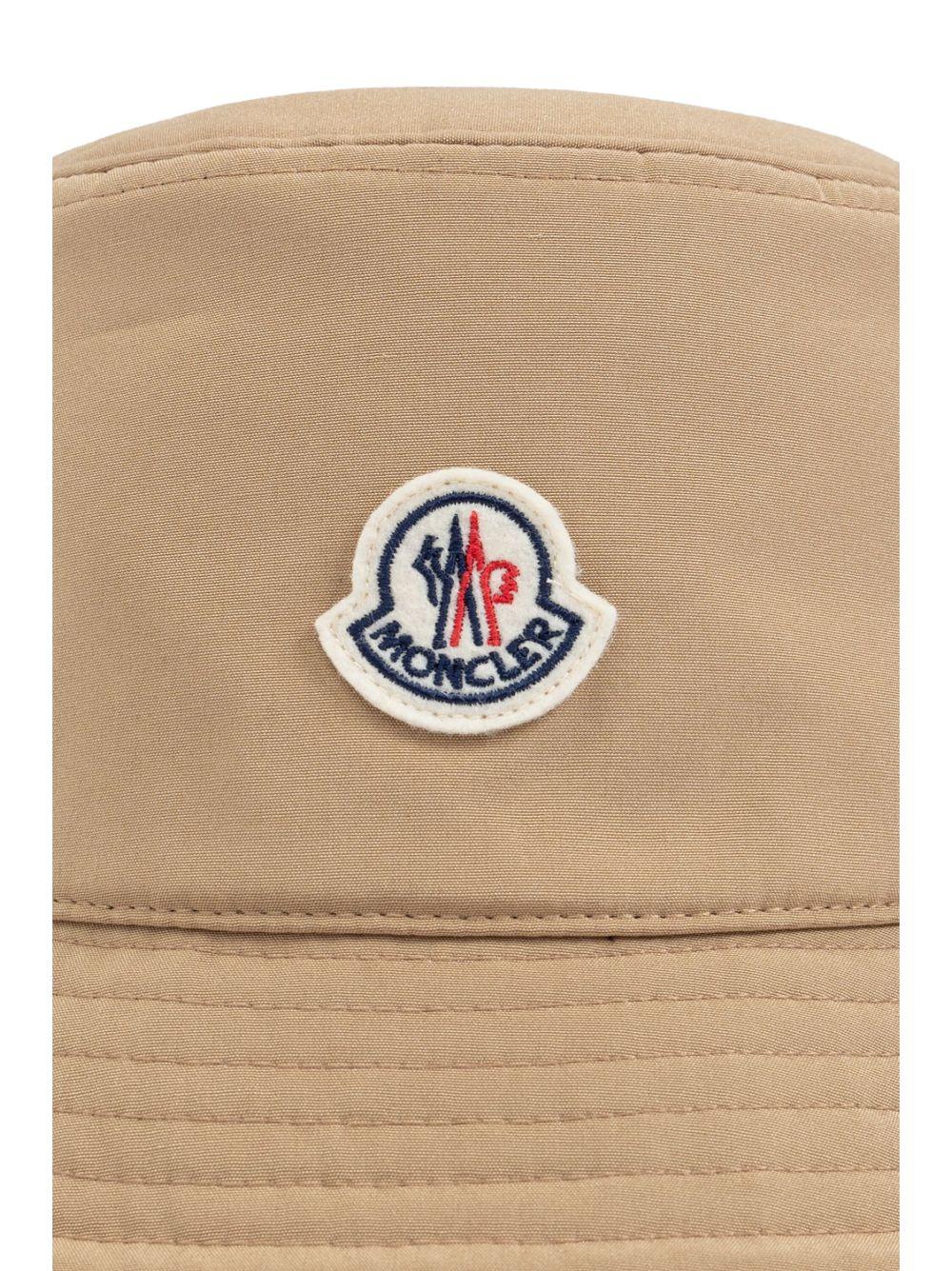MONCLER Logo Patch Narrow Brim Bucket Hat In Beige Product Image