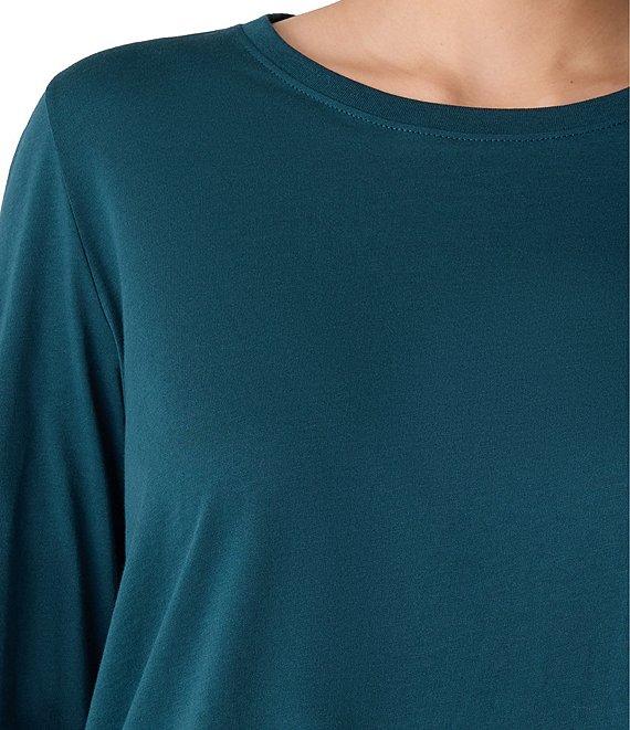 Eileen Fisher Organic Cotton Jersey Knit Round Neck 3/4 Sleeve Tee Product Image
