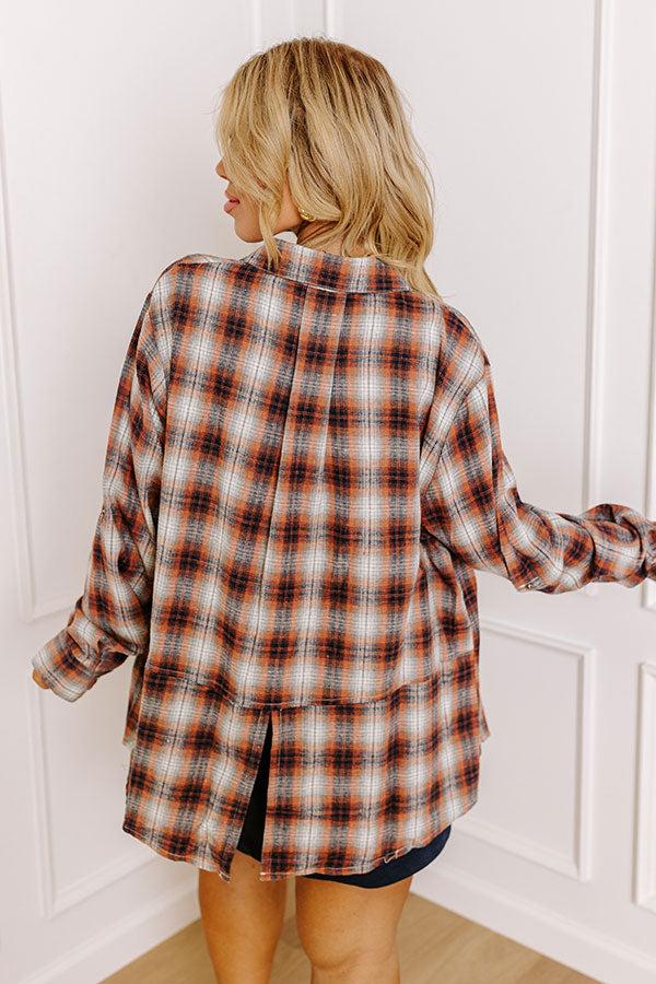 Cozy Accord Plaid Top in Rust Curves Product Image