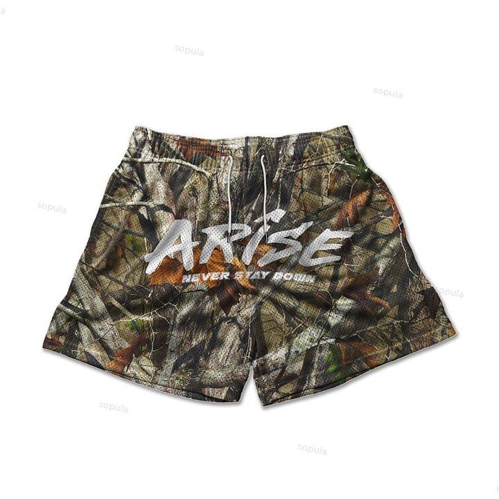 Sopula Vintage Stylish Jungle Graphic Casual Street Mesh Shorts Product Image