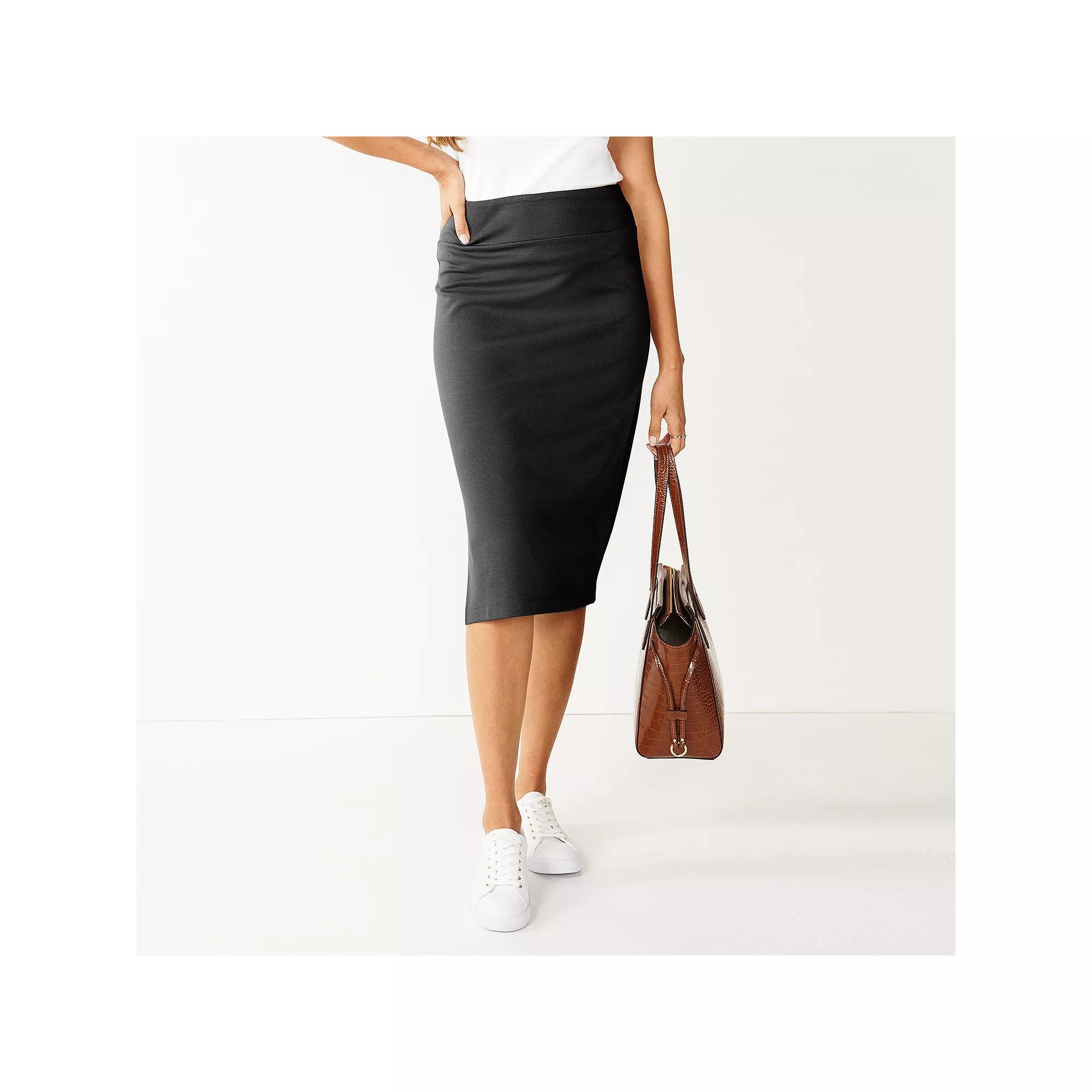 Petite Nine West Pull-On Ponte Skirt, Women's, Size: XXL Petite, Black Product Image