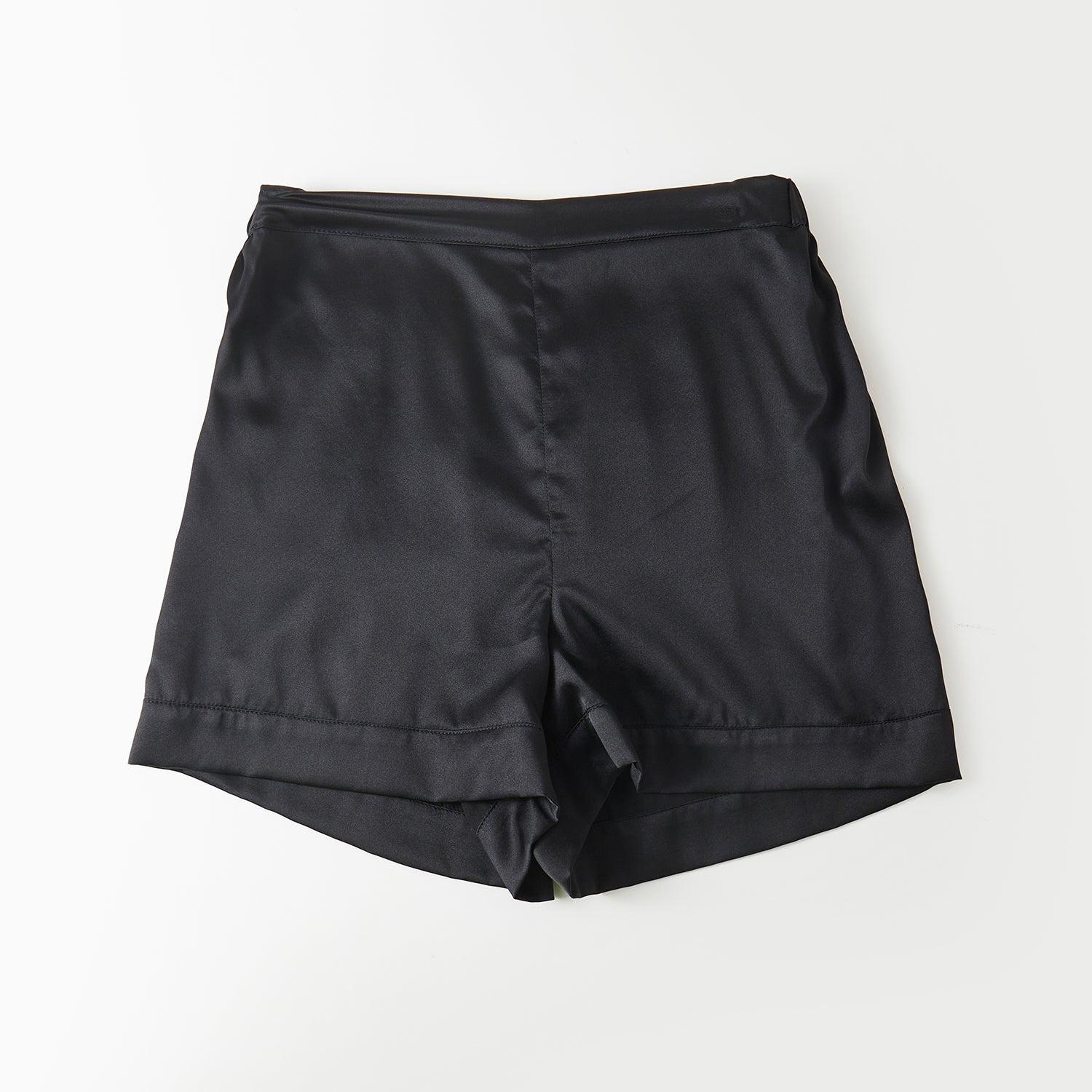 Black Pure Mulberry Silk Cowl Neck Camisole | High Waist Shorts | Lingerie Set | Spaghetti Strap Top | Bridesmaids Gift | Soar Collection Product Image