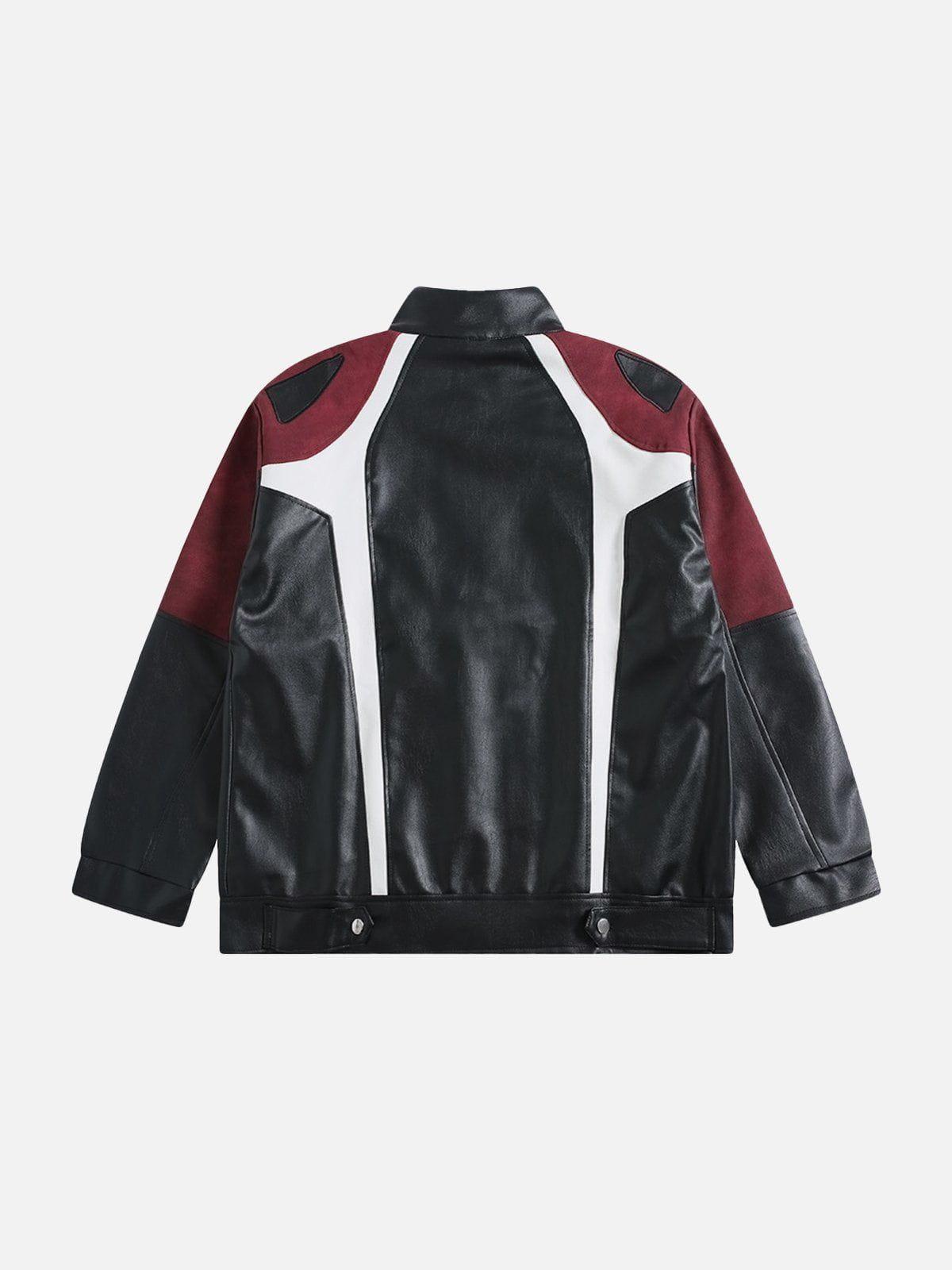 Aelfric Eden Color Blocking Patchwork Racing Jacket Product Image