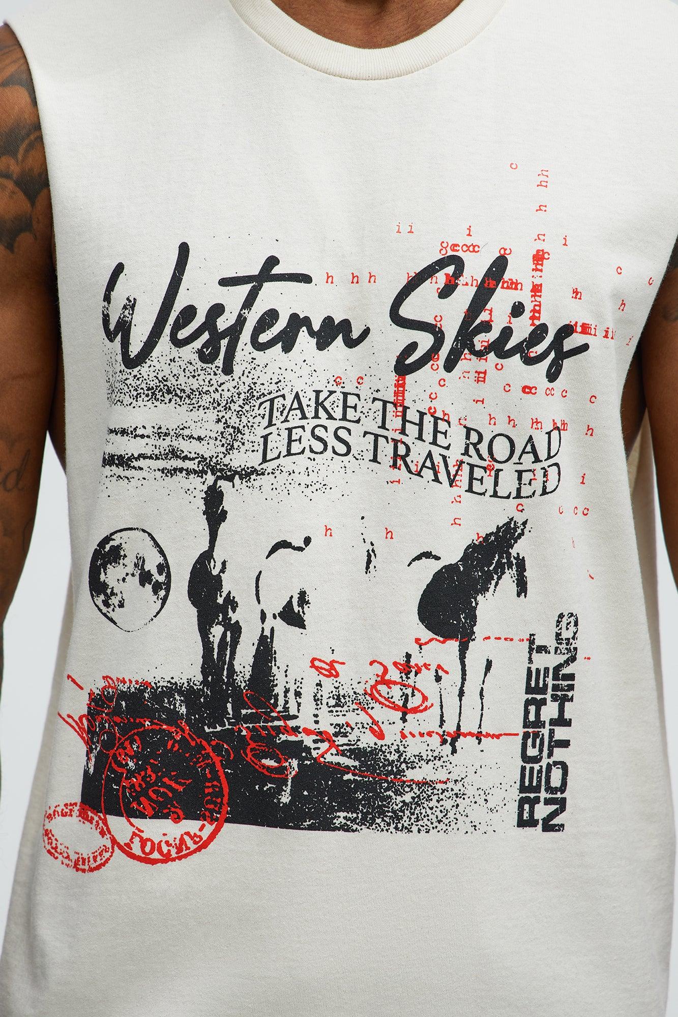 Western Skies Muscle Tee - Natural Male Product Image