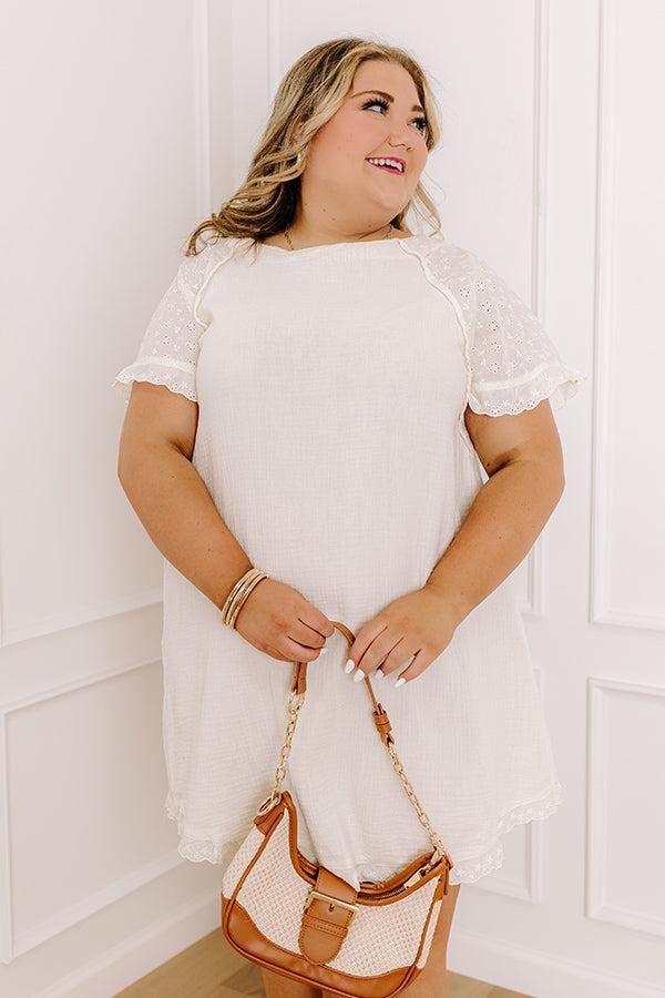 Sunday Mornings Eyelet Shift Dress in Cream Curves Product Image