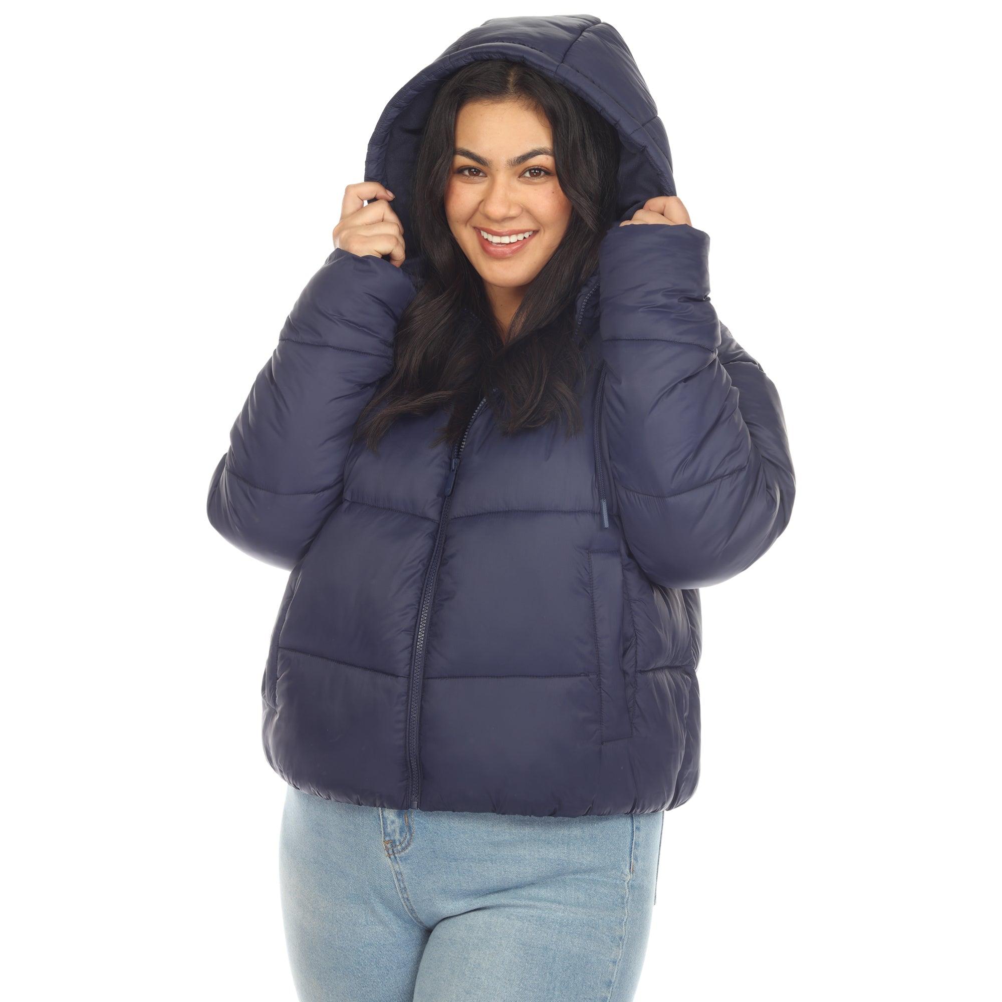 Full Front Zip Hooded Bomber Puffer Coat - Plus Product Image