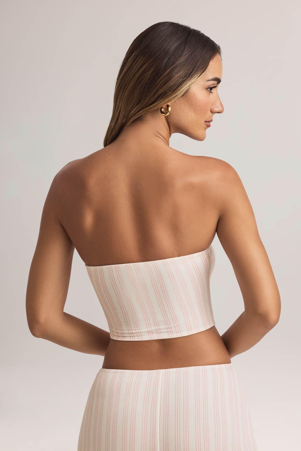 Modal Strapless Crop Top in Stripe Print Product Image