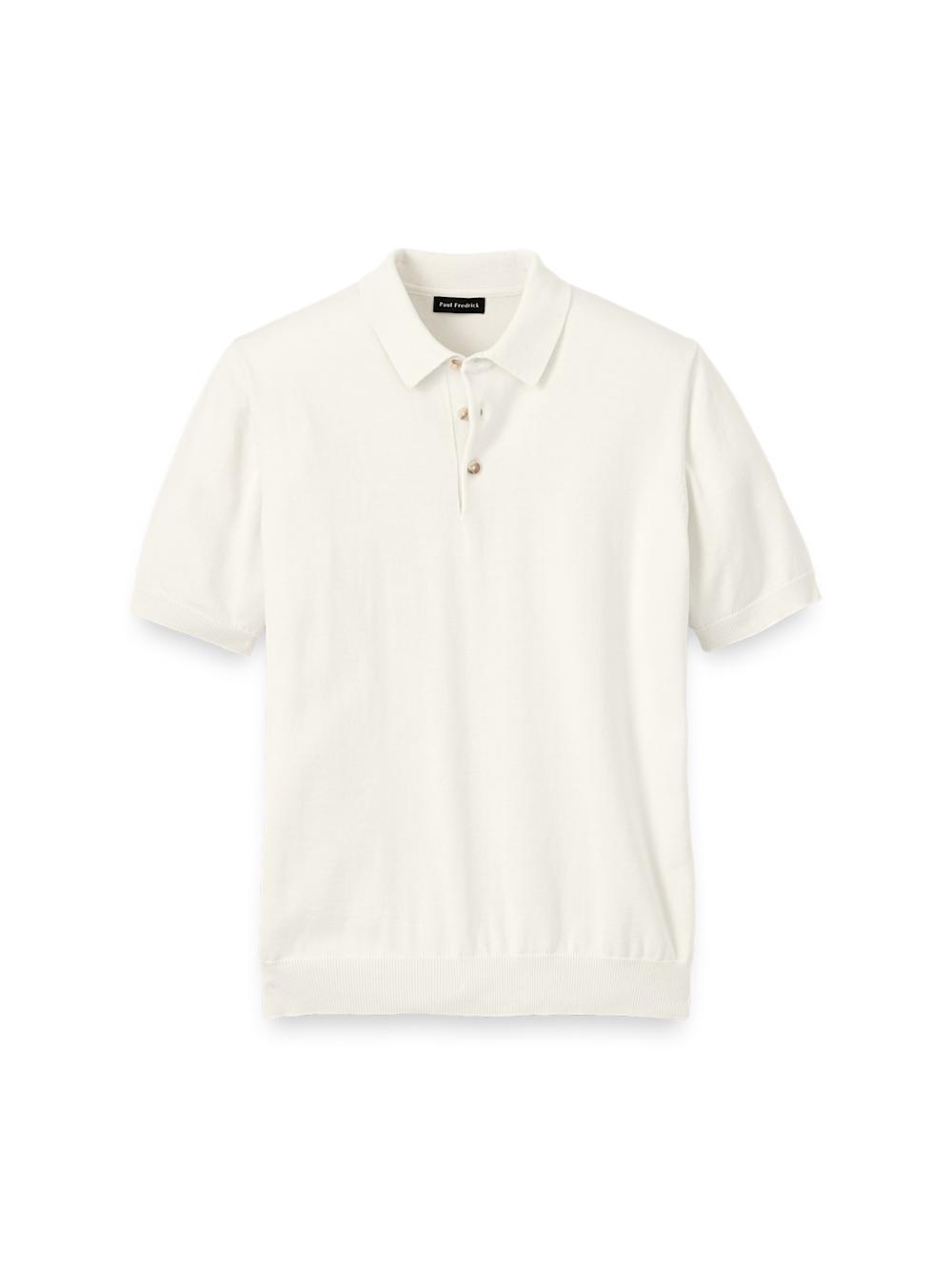 Supima Cotton Three Button Polo - Off White Product Image