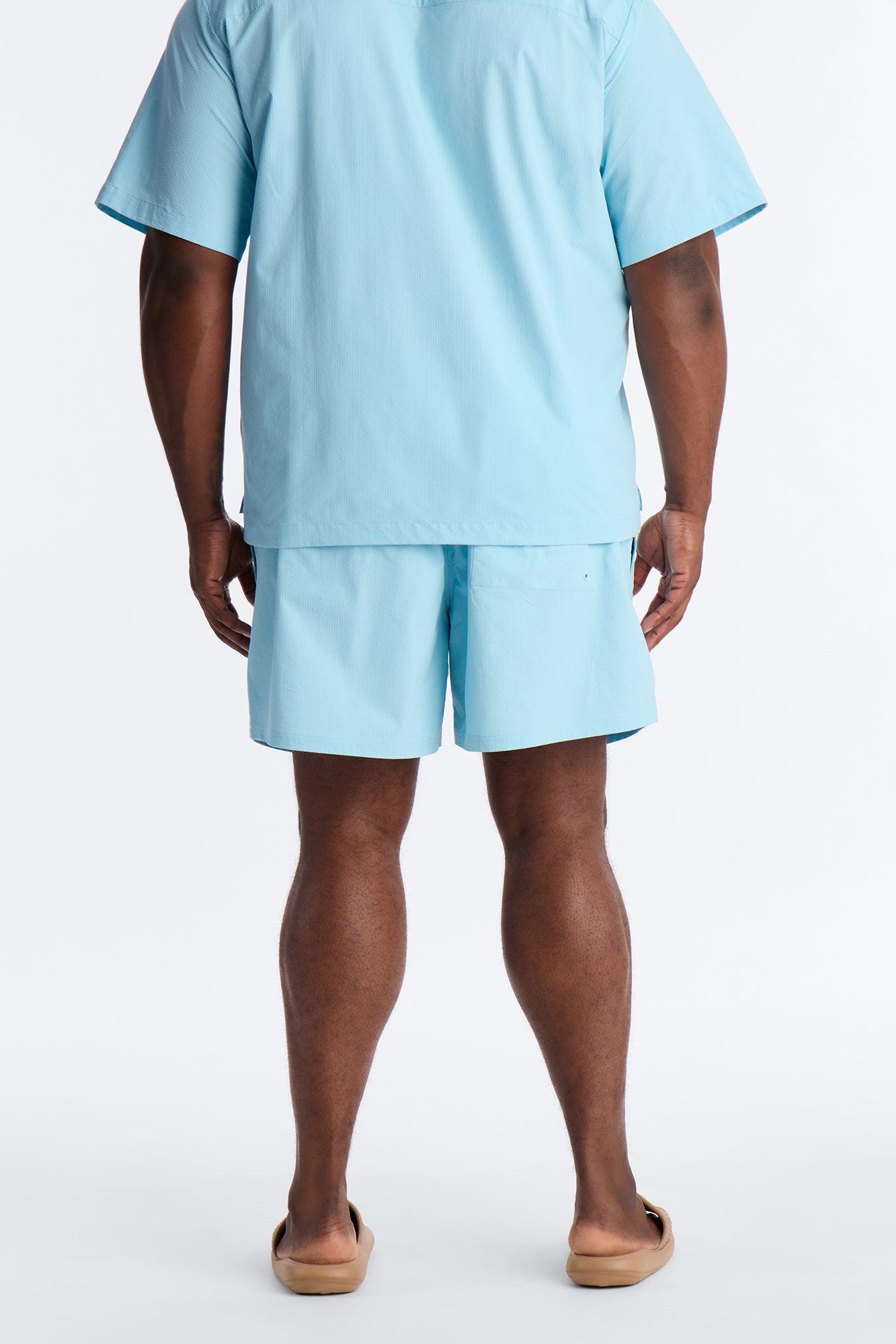 Seersucker Swim Trunk 6″ - Light Blue Product Image