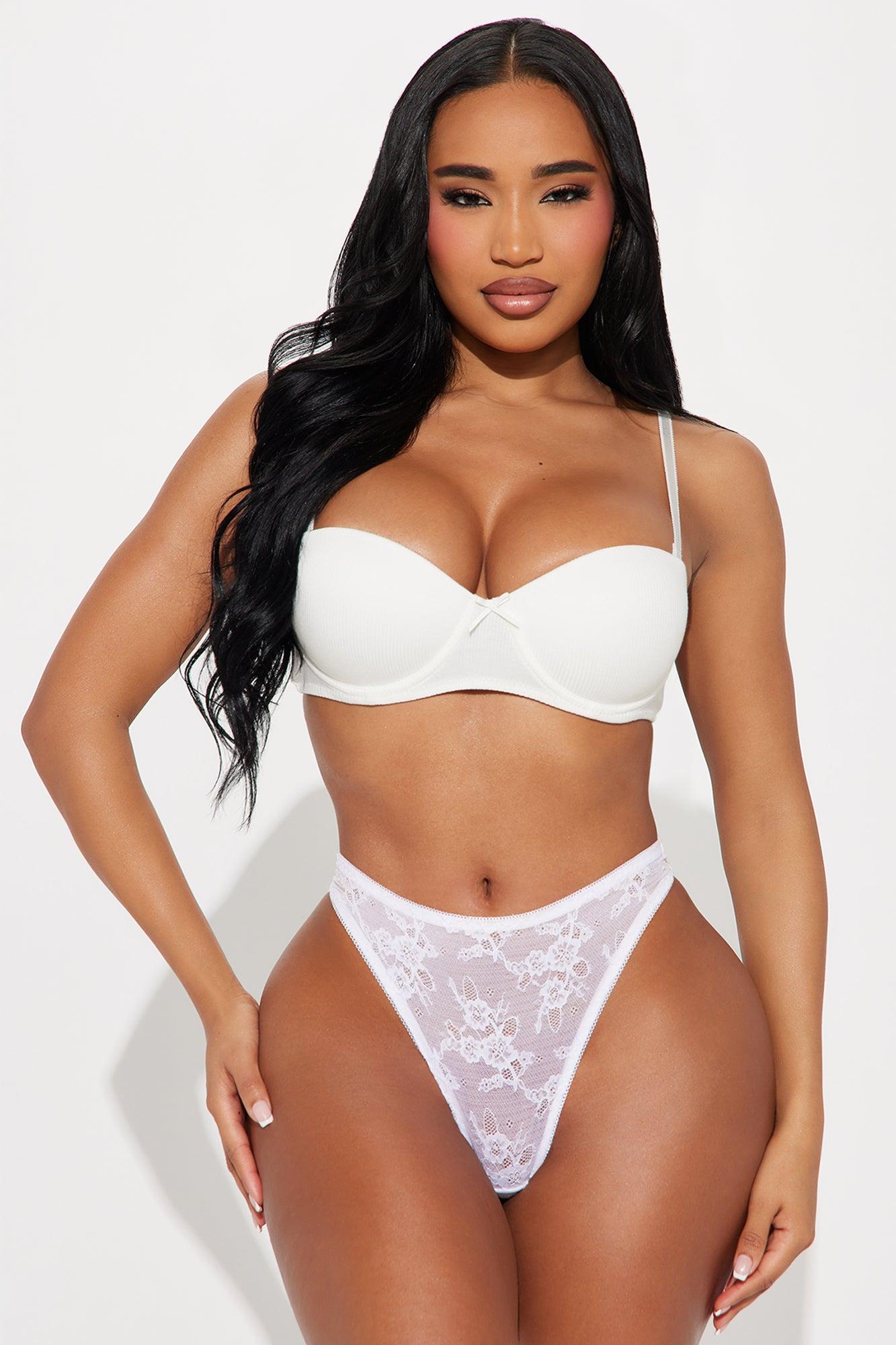 Lets Keep It Casual Ribbed Balconette Bra - White Product Image