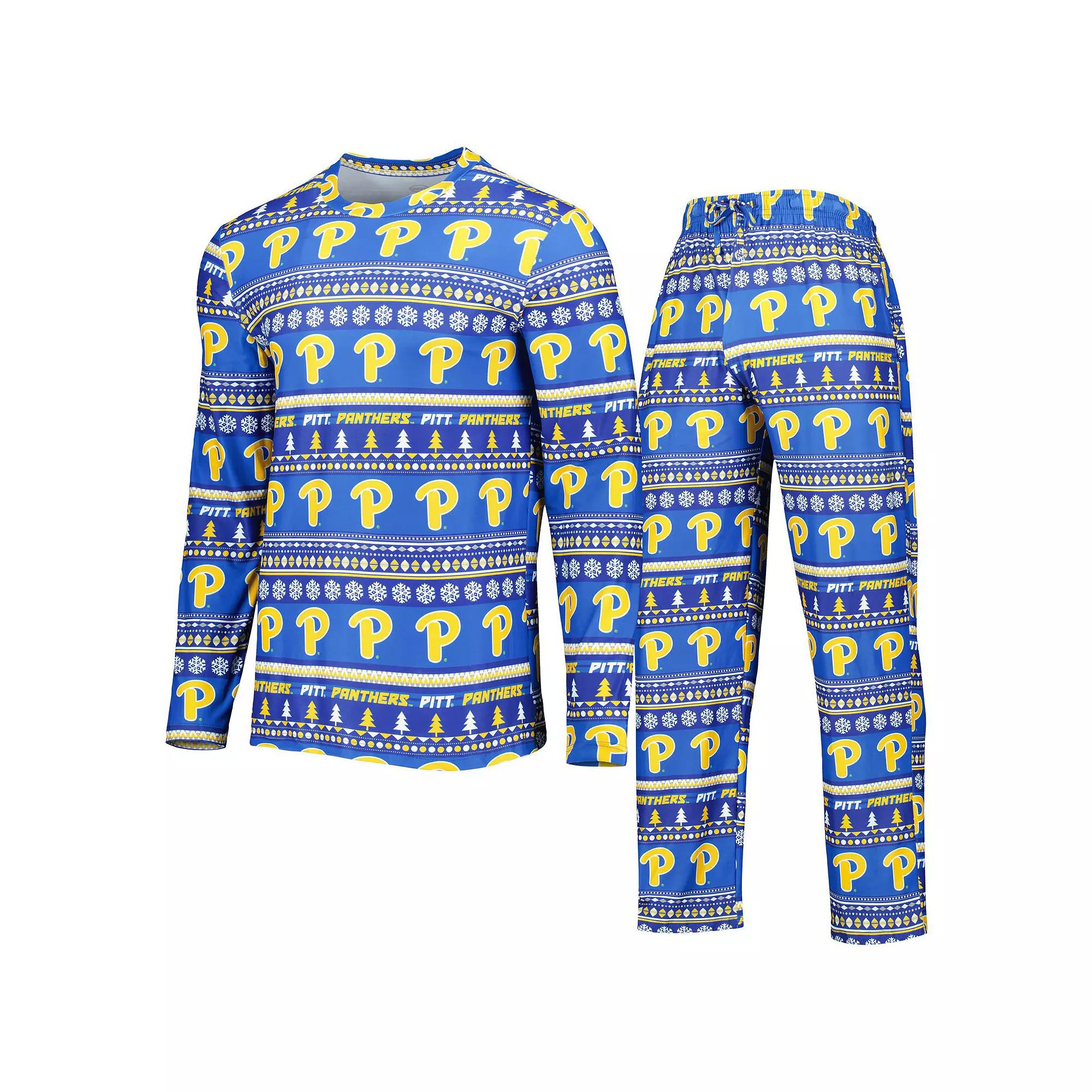 Men's Concepts Sport Royal Pitt Panthers Swivel Long Sleeve T-Shirt & Pants Sleep Set,  Product Image