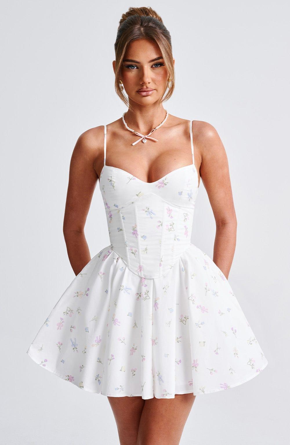 Analeigh Mini Dress - White Multi Floral Print Product Image