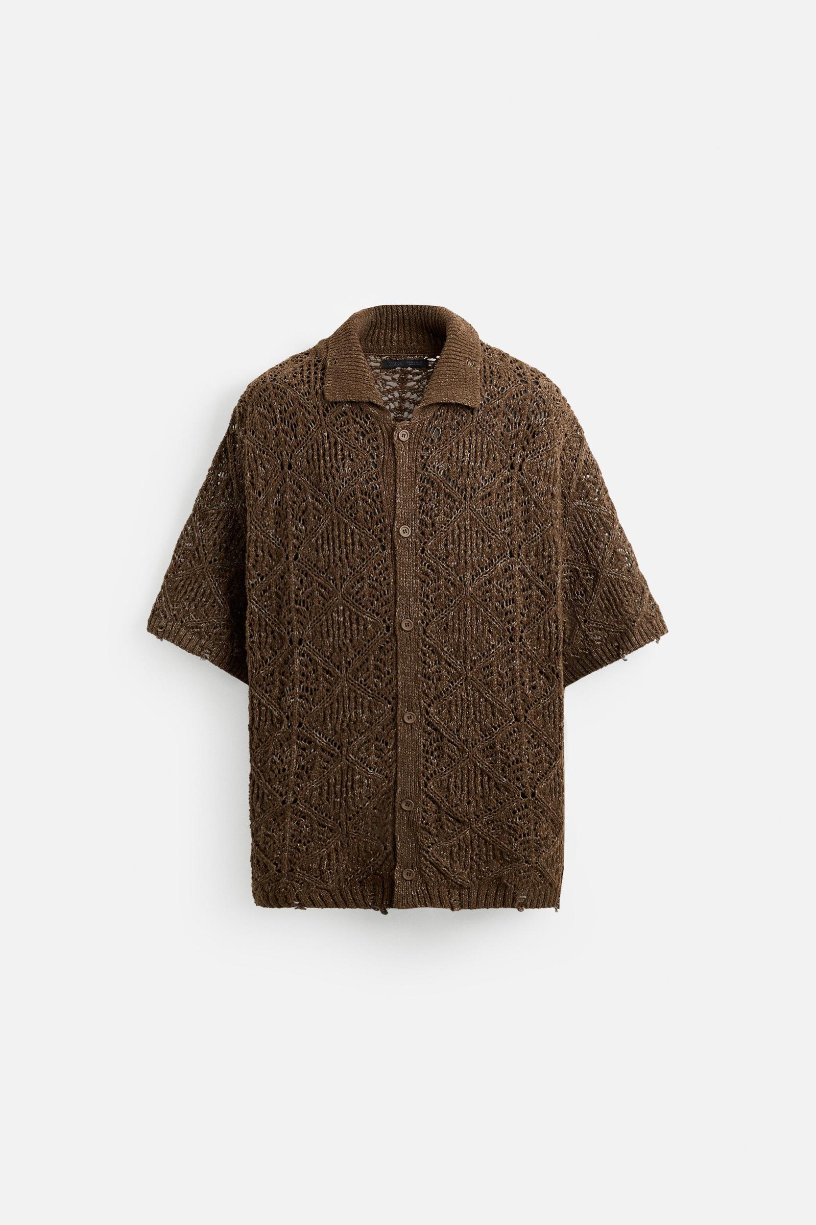 TEXTURED KNIT DISTRESSED SHIRT Product Image