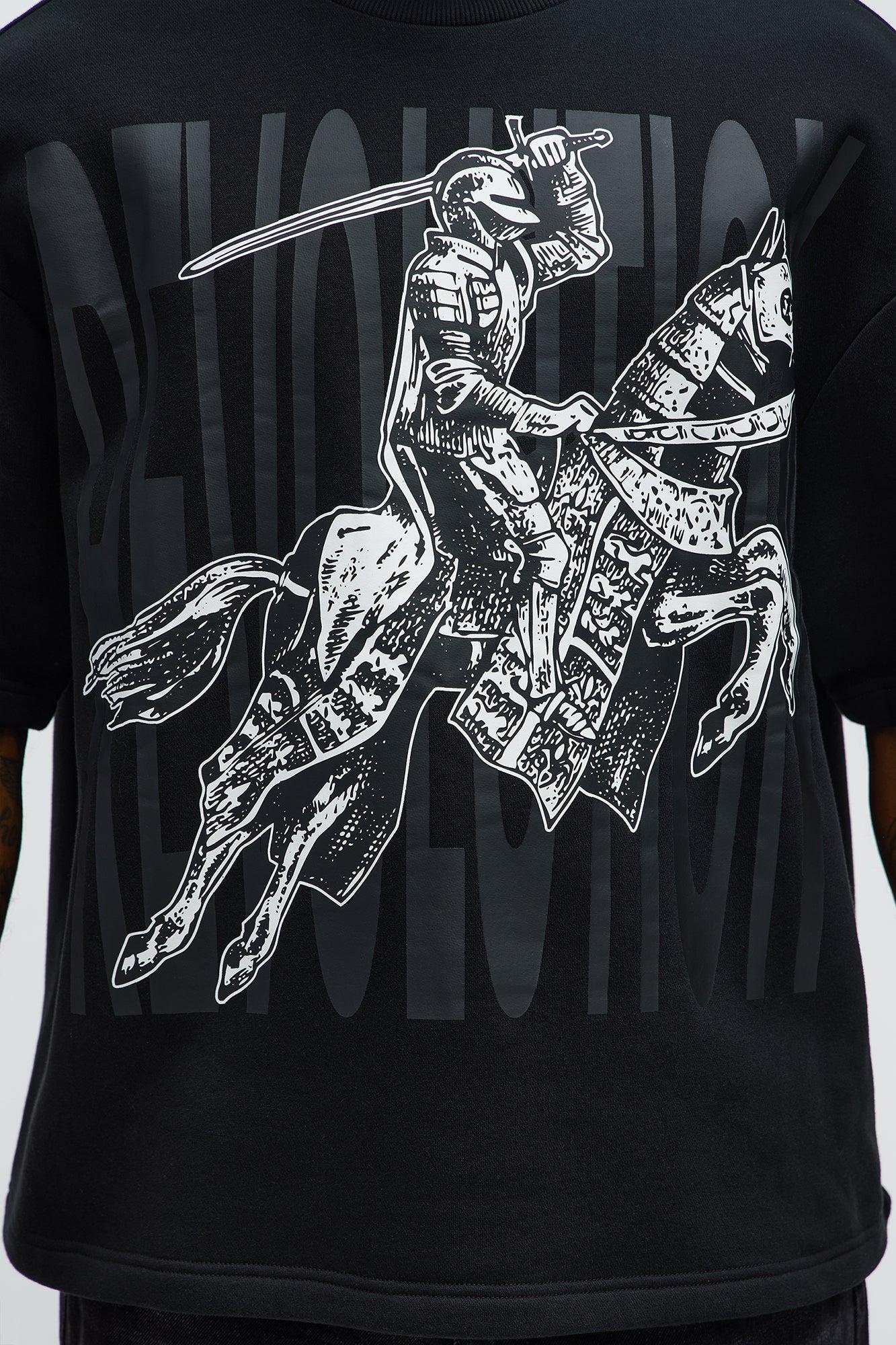 Tyson Oversized Crusader Printed Short Sleeve Tee - Black Male Product Image