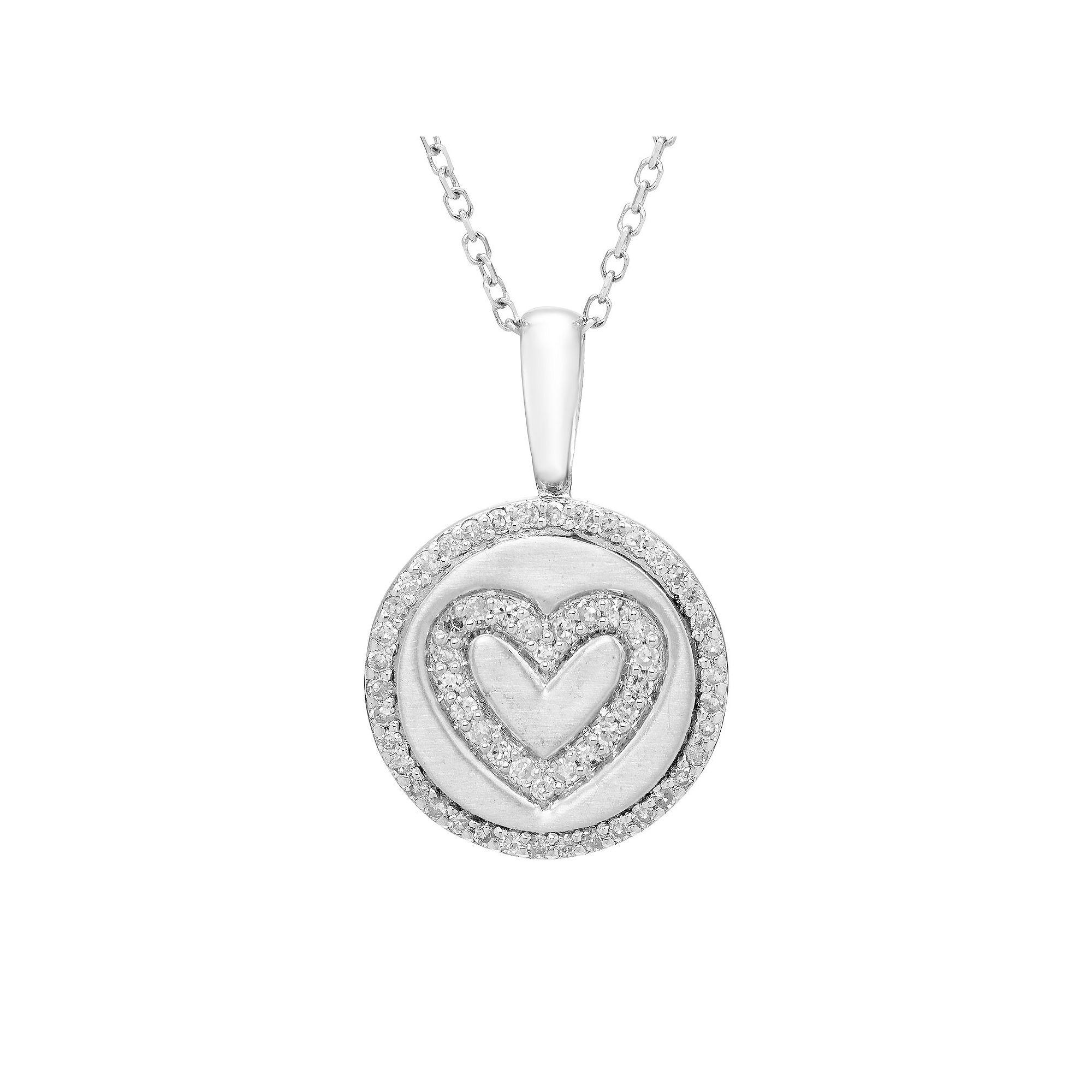 It's Personal Sterling Silver & Diamond-Accent Heart Pendant Necklace, Women's, Size: 18" Product Image