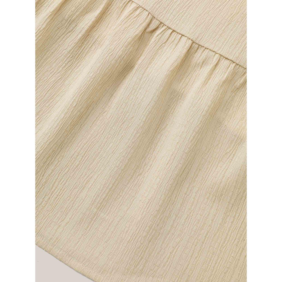 Plus Size Textured Stretchy-Waist Tiered Midi Dress Beige Women Elegant Texture Round Neck Long Sleeve Curvy BloomChic 18-20/2X Product Image