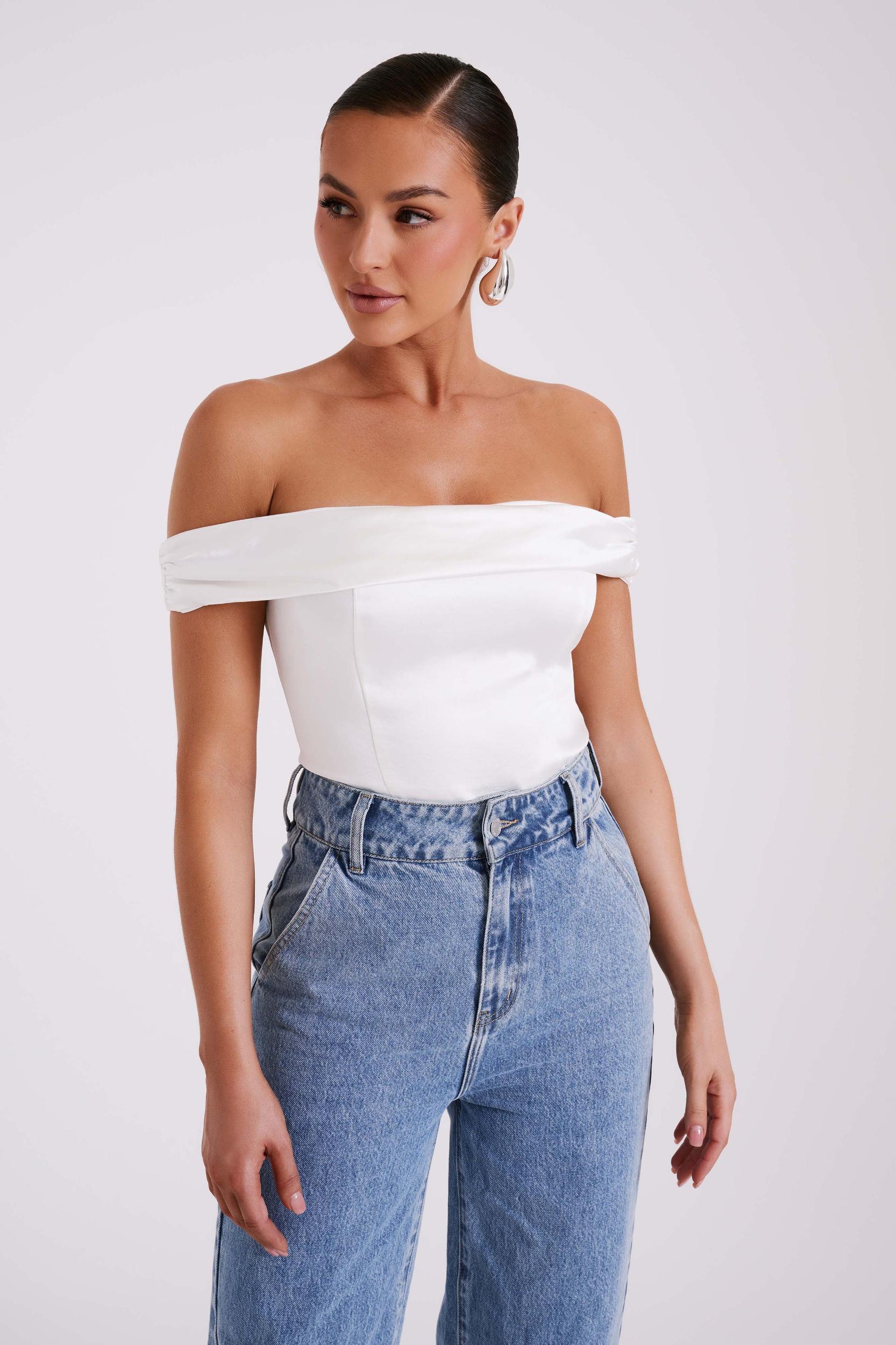 Anysa Satin Strapless Top - Ivory Product Image